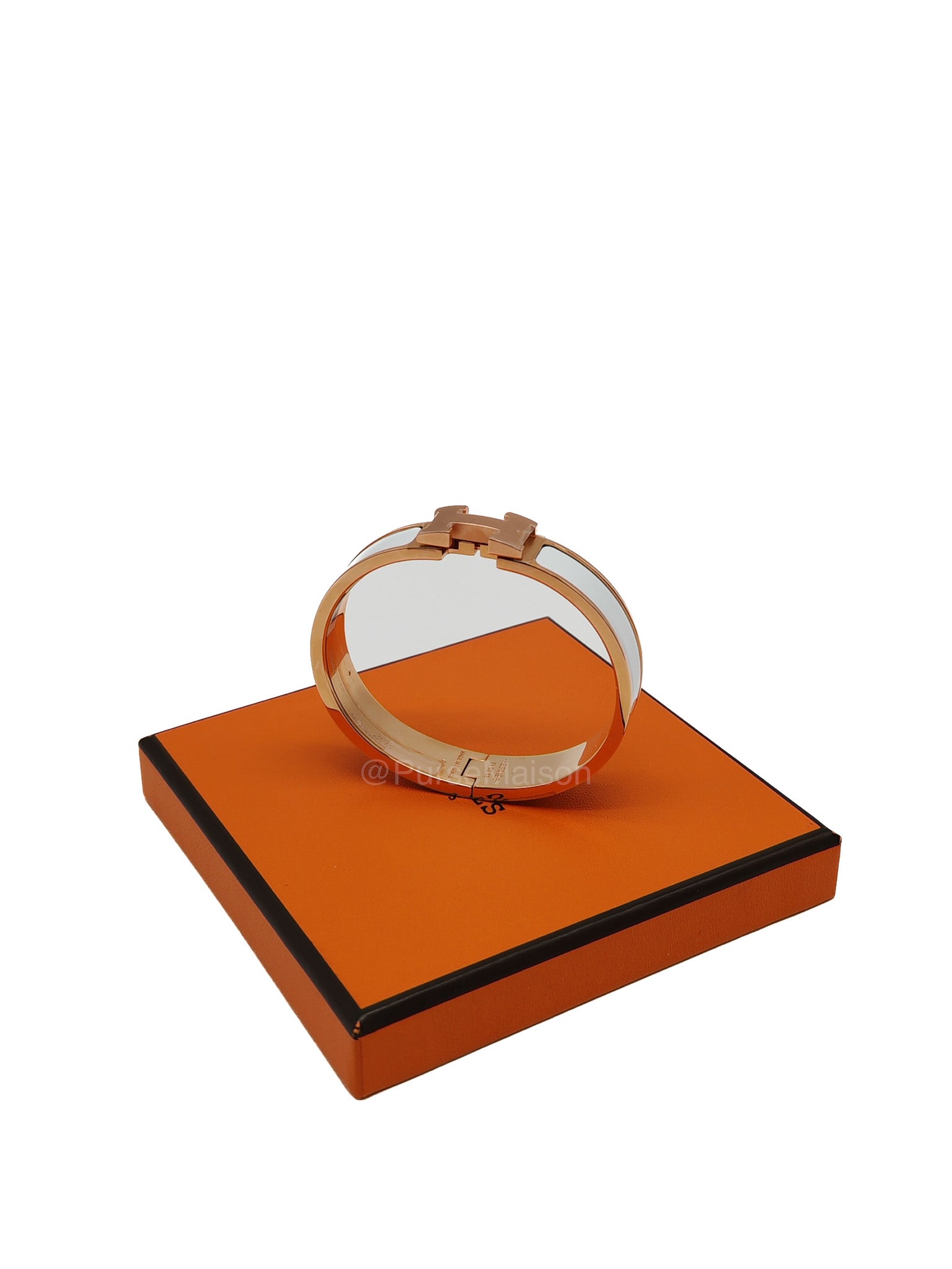 Hermes Clic H PM White Enamel Rosegold Hardware Bracelet