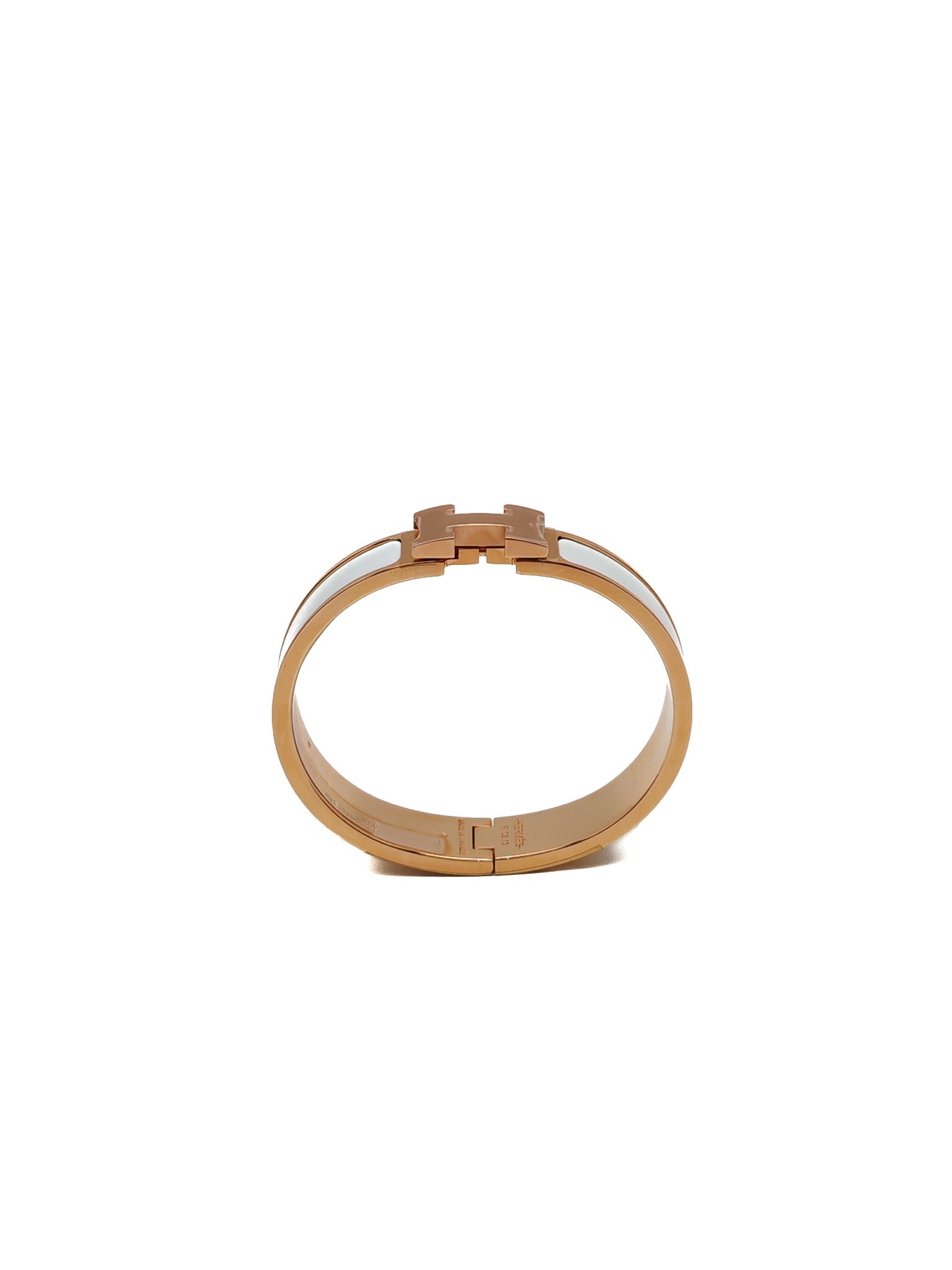 Hermes Clic H PM White Enamel Rosegold Hardware Bracelet
