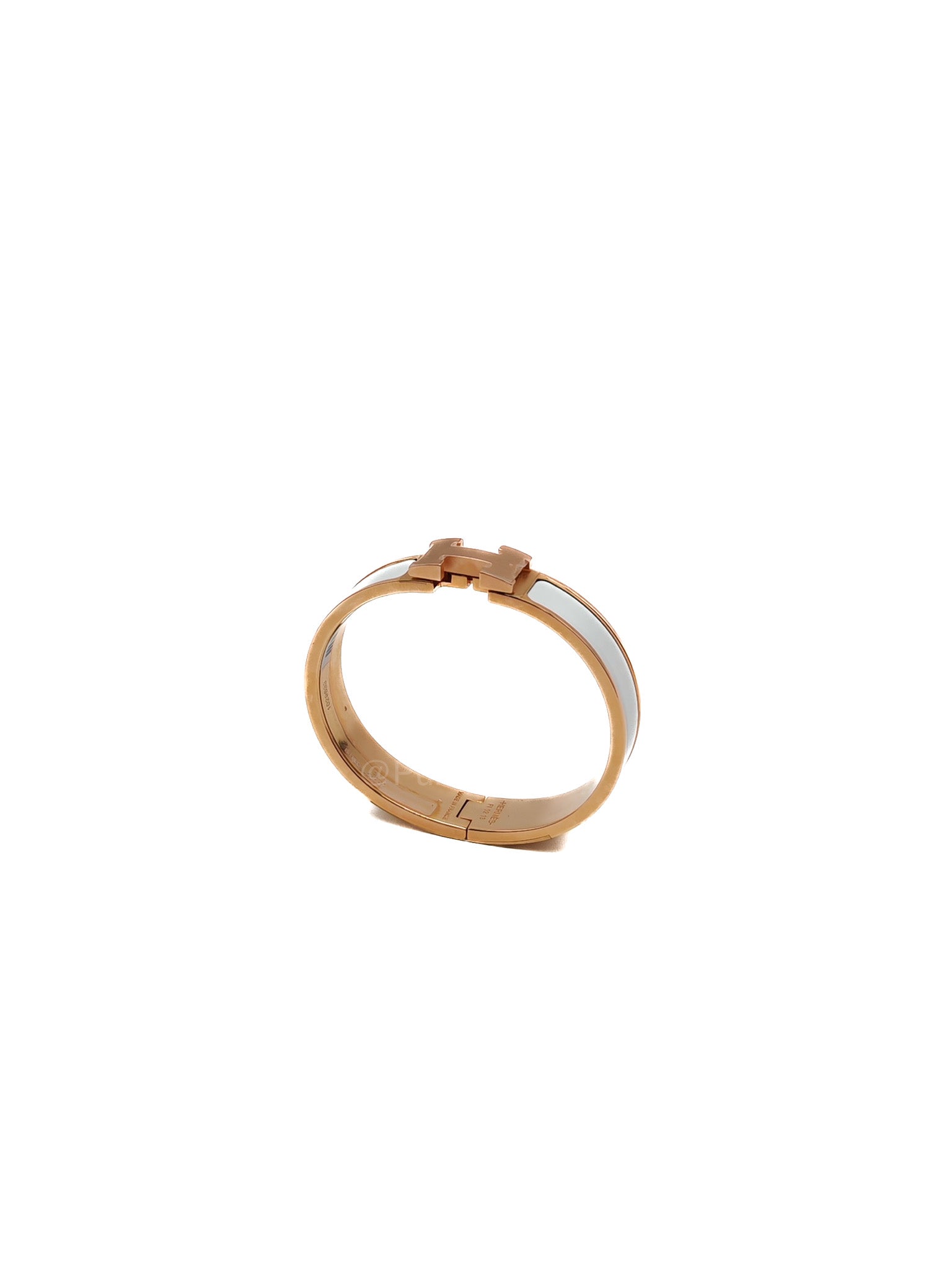 Hermes Clic H PM White Enamel Rosegold Hardware Bracelet