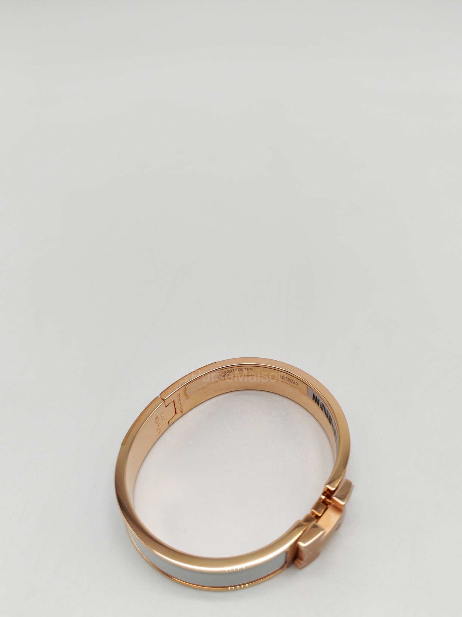 Hermes Clic H PM White Enamel Rosegold Hardware Bracelet