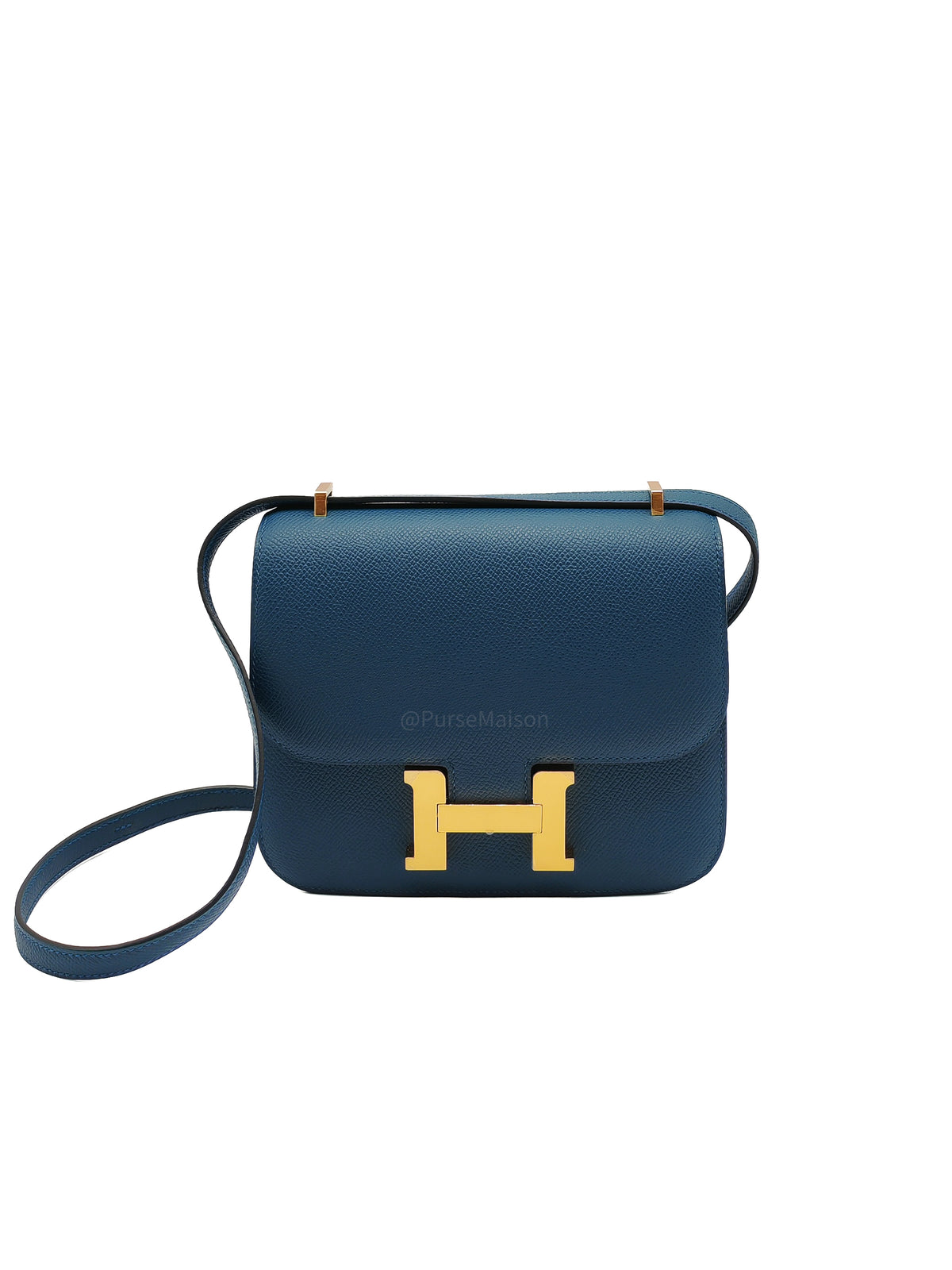 Hermes Constance 18 Mini in Bleu Thalassa Epsom Leather Gold Hardware Stamp W (2024)