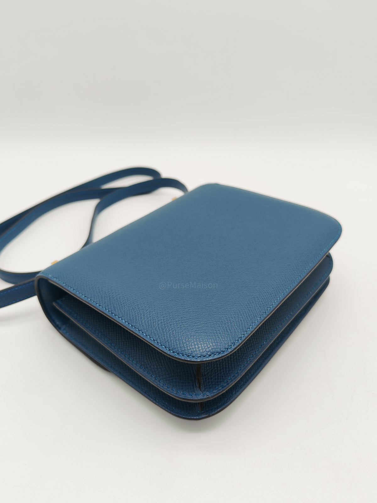 Hermes Constance 18 Mini in Bleu Thalassa Epsom Leather Gold Hardware Stamp W (2024)