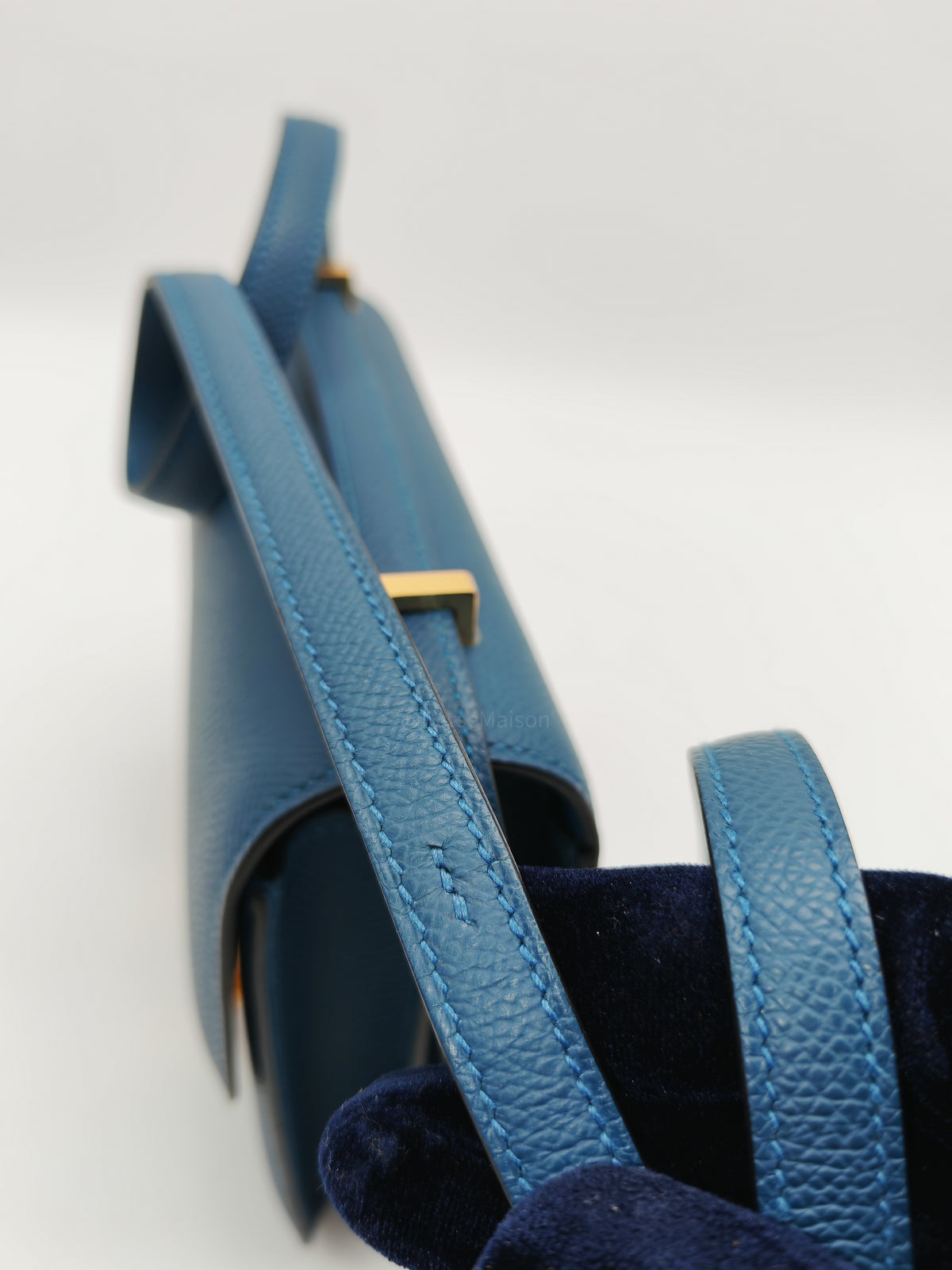Hermes Constance 18 Mini in Bleu Thalassa Epsom Leather Gold Hardware Stamp W (2024)