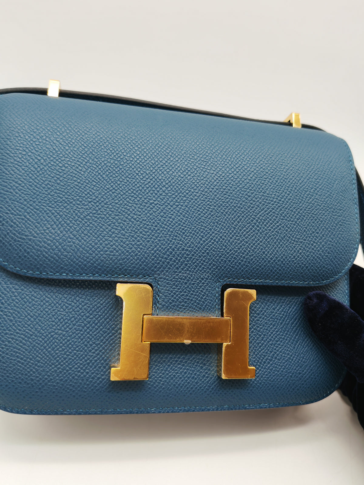 Hermes Constance 18 Mini in Bleu Thalassa Epsom Leather Gold Hardware Stamp W (2024)