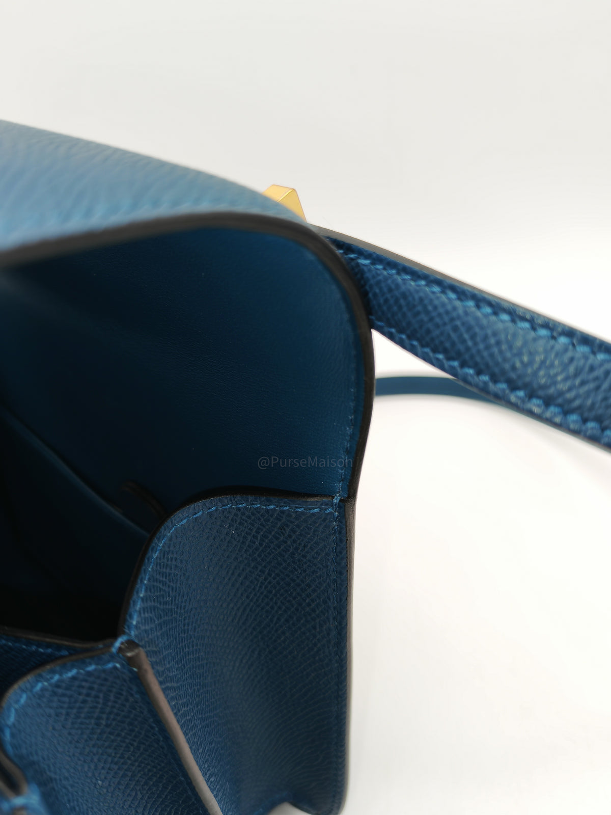 Hermes Constance 18 Mini in Bleu Thalassa Epsom Leather Gold Hardware Stamp W (2024)