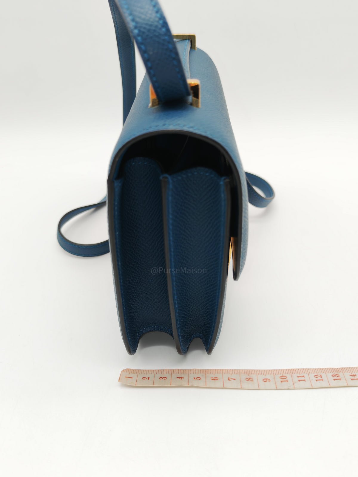 Hermes Constance 18 Mini in Bleu Thalassa Epsom Leather Gold Hardware Stamp W (2024)