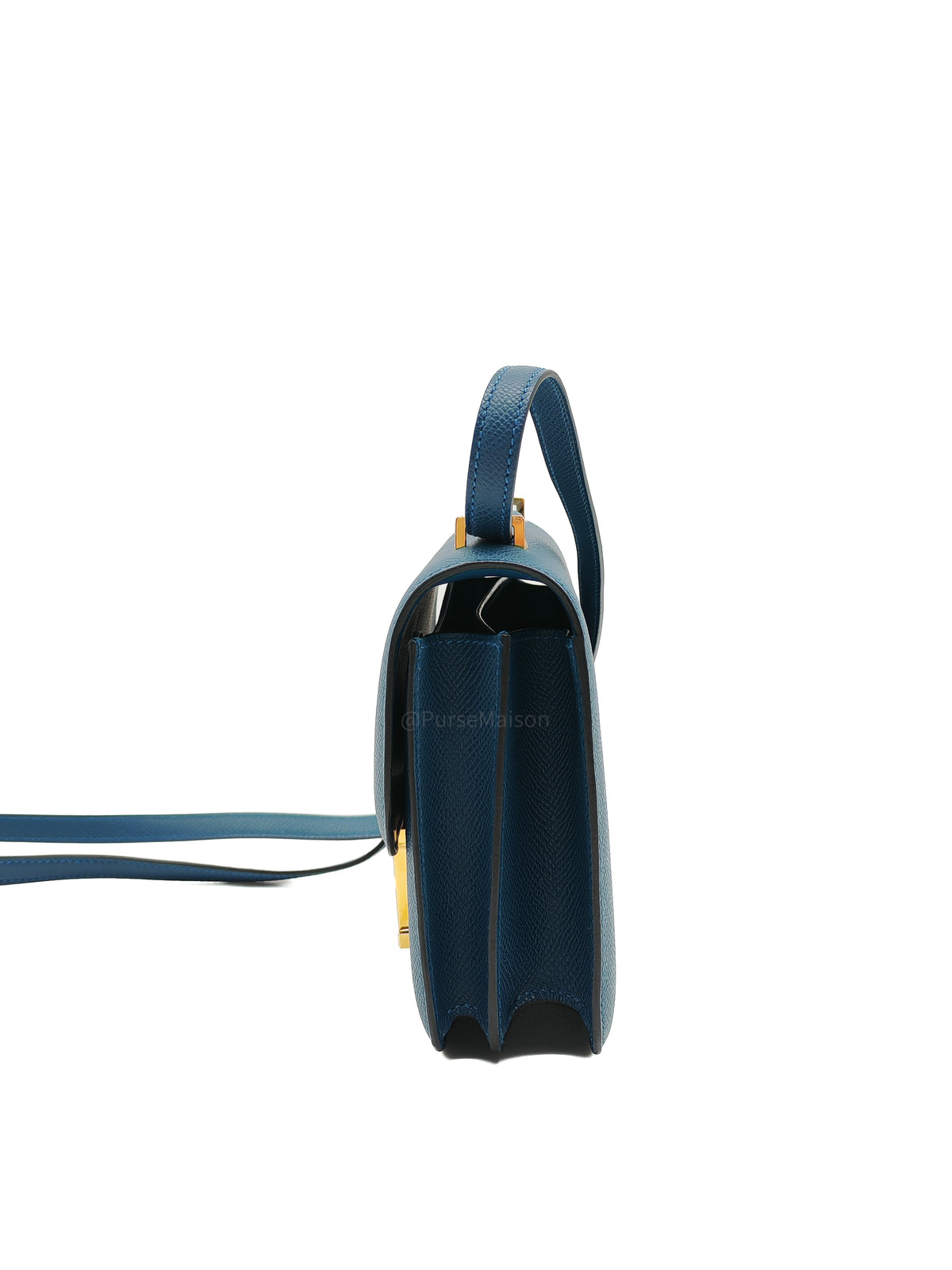 Hermes Constance 18 Mini in Bleu Thalassa Epsom Leather Gold Hardware Stamp W (2024)