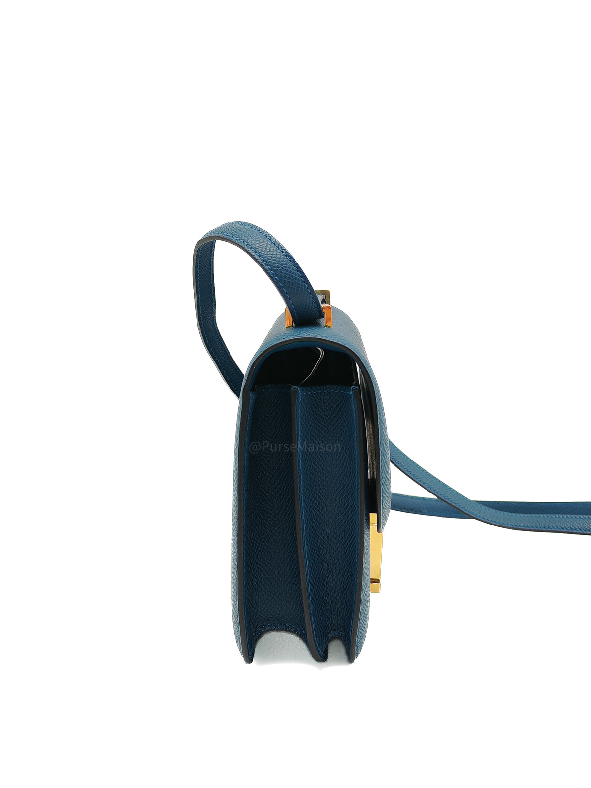 Hermes Constance 18 Mini in Bleu Thalassa Epsom Leather Gold Hardware Stamp W (2024)
