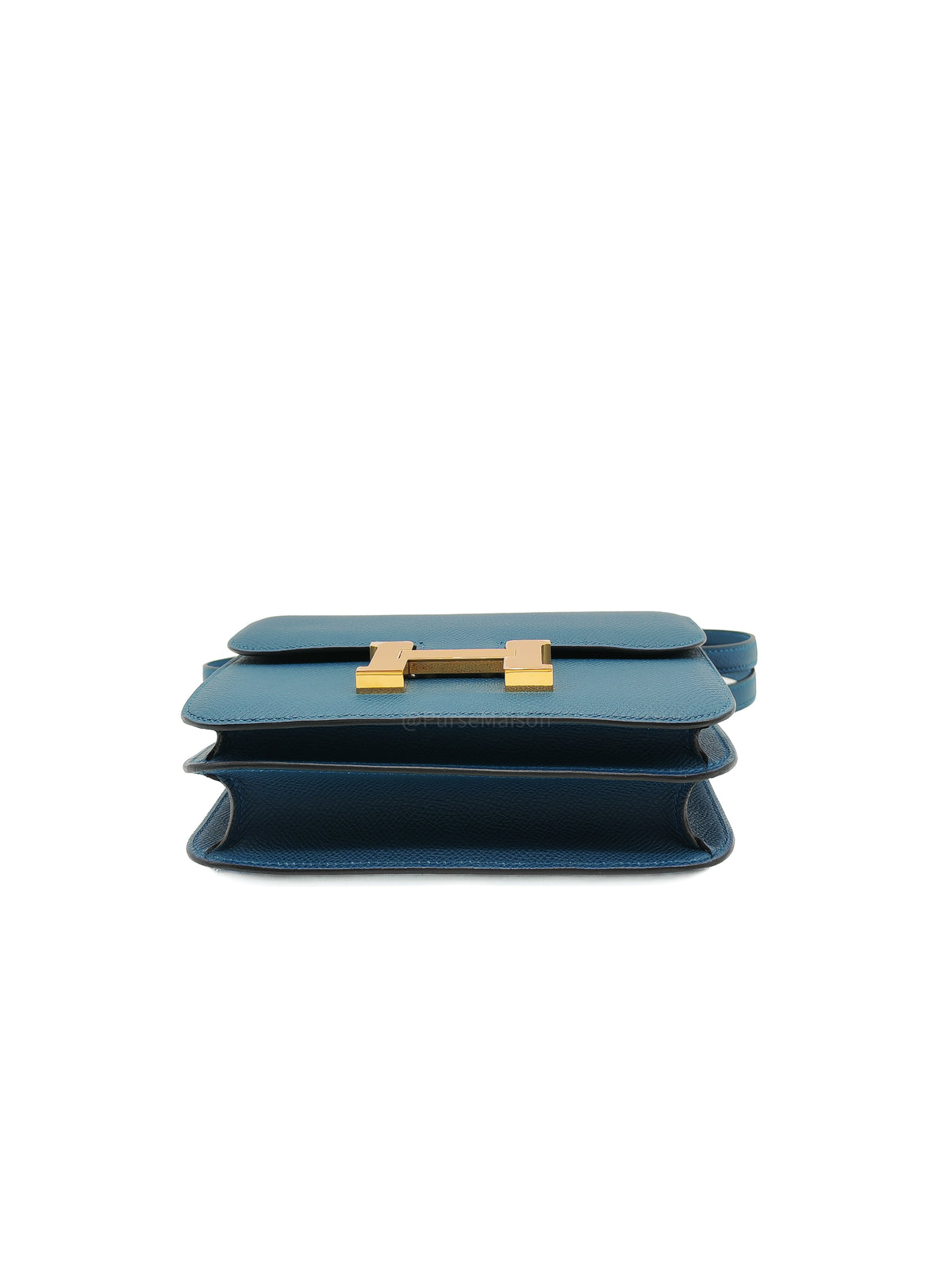 Hermes Constance 18 Mini in Bleu Thalassa Epsom Leather Gold Hardware Stamp W (2024)