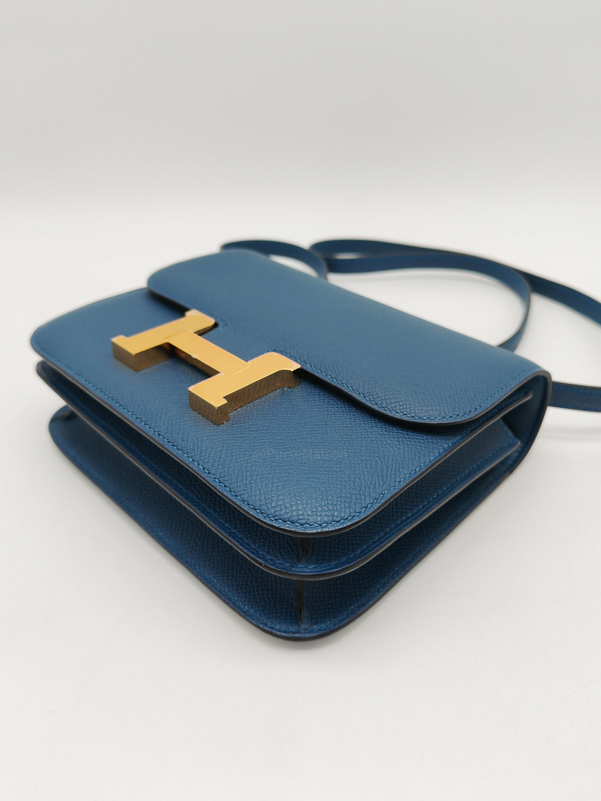 Hermes Constance 18 Mini in Bleu Thalassa Epsom Leather Gold Hardware Stamp W (2024)