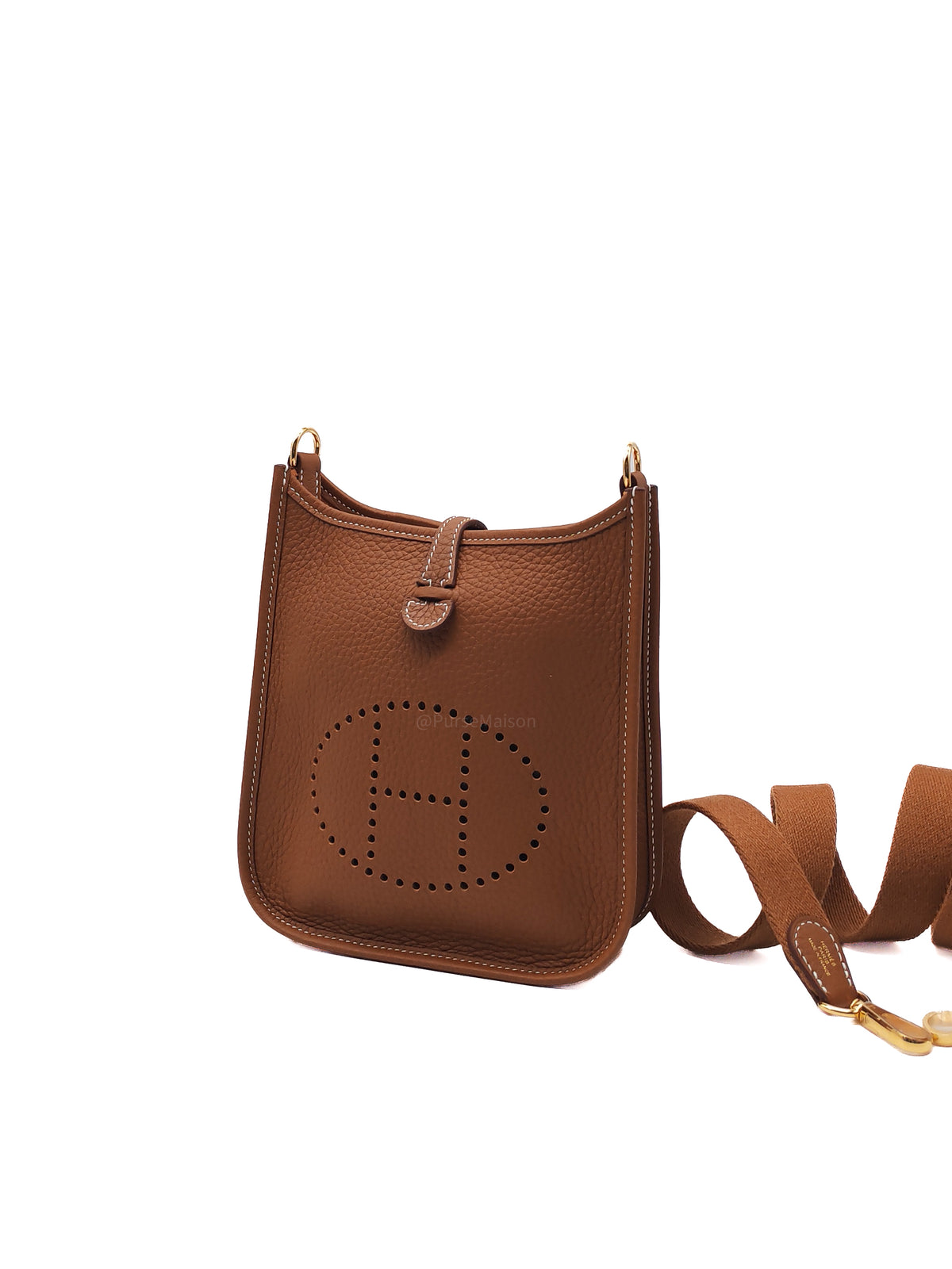 Hermes Evelyne TPM in Gold Taurillon Clemence Leather and Gold Hardware Stamp G (2026)