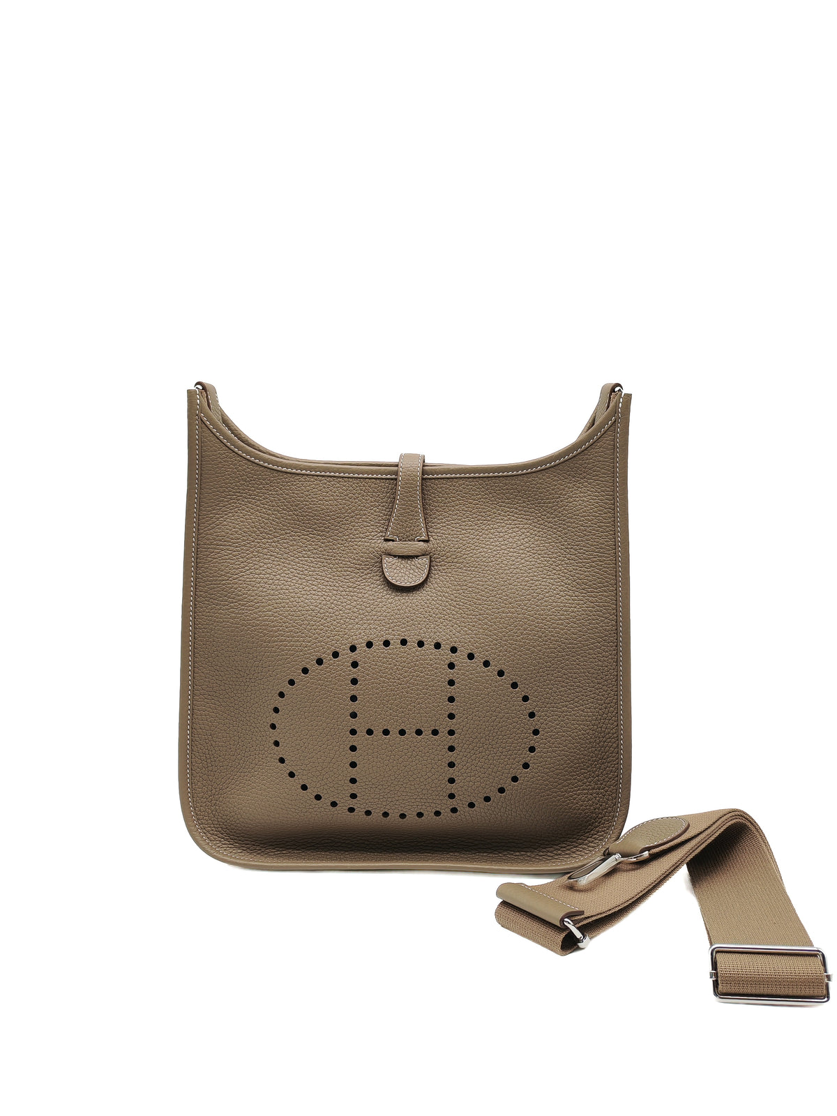 Hermes Evelyne PM in Etoupe Clemence Leather Palladium Hardware Stamp K (2026)