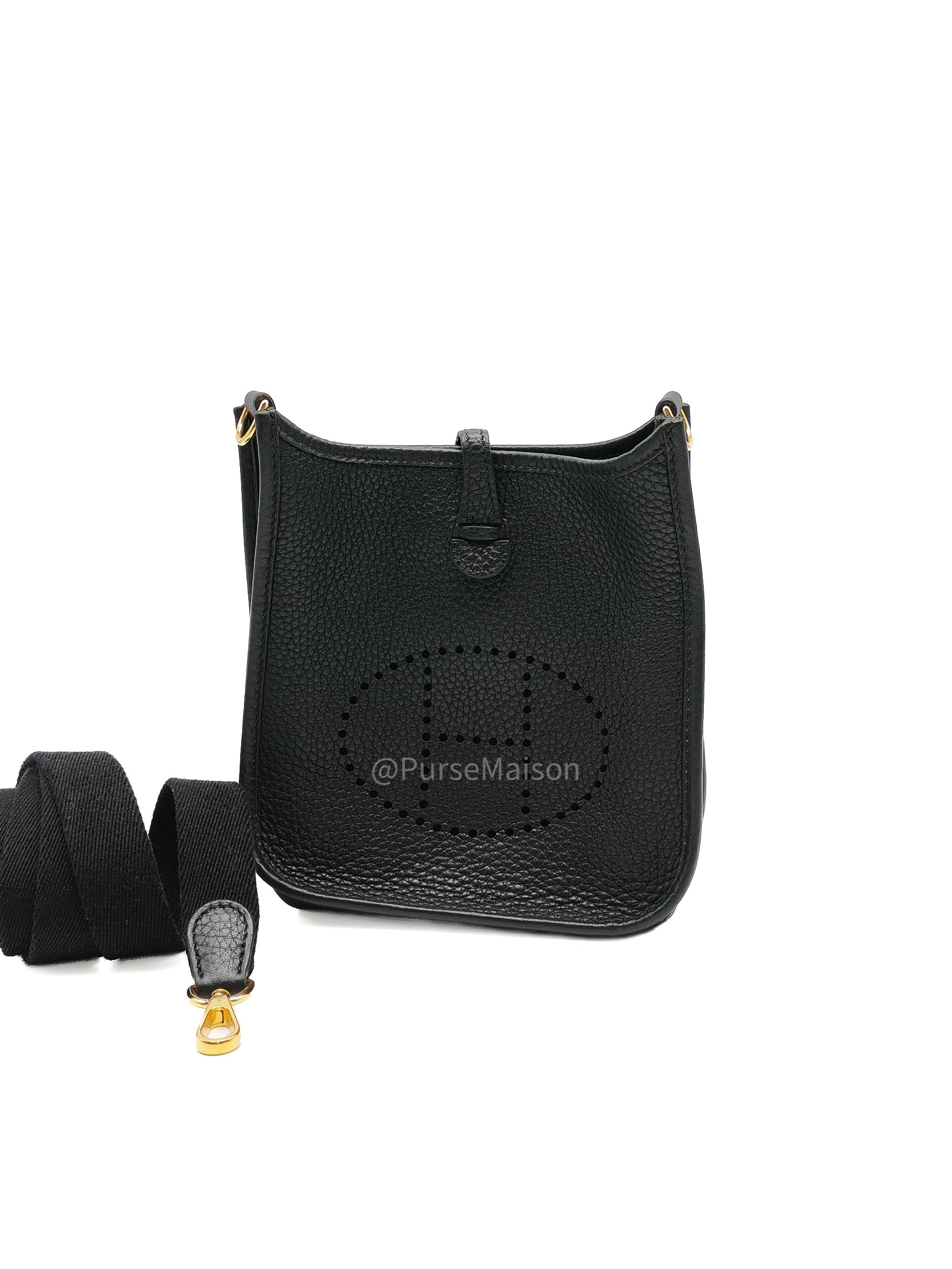 Hermes Evelyne 16 TPM Black in Clemence Leather and Gold Hardware Stamp Y(2020)