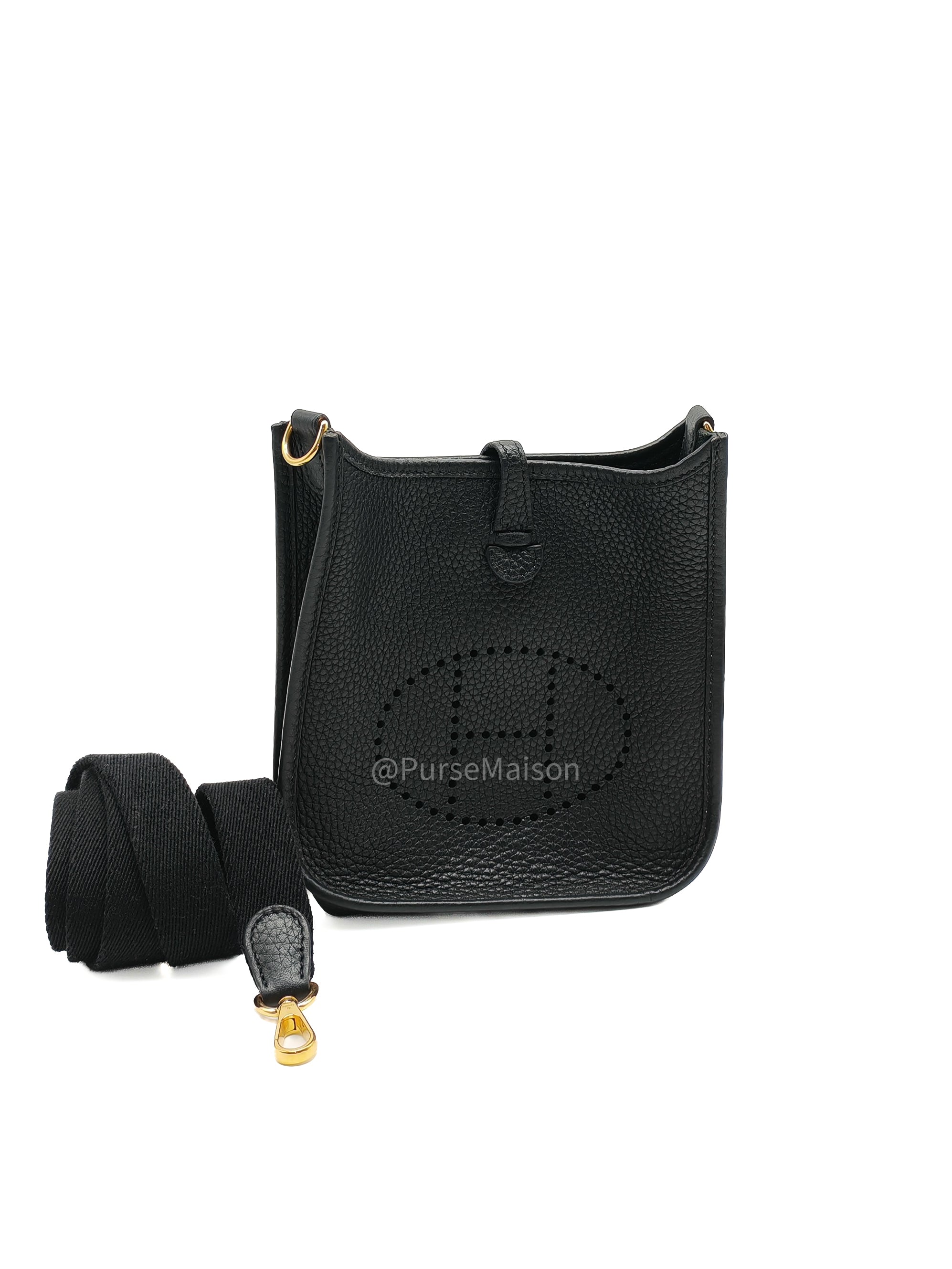 Hermes Evelyne 16 TPM Black in Clemence Leather and Gold Hardware Stamp Y(2020)