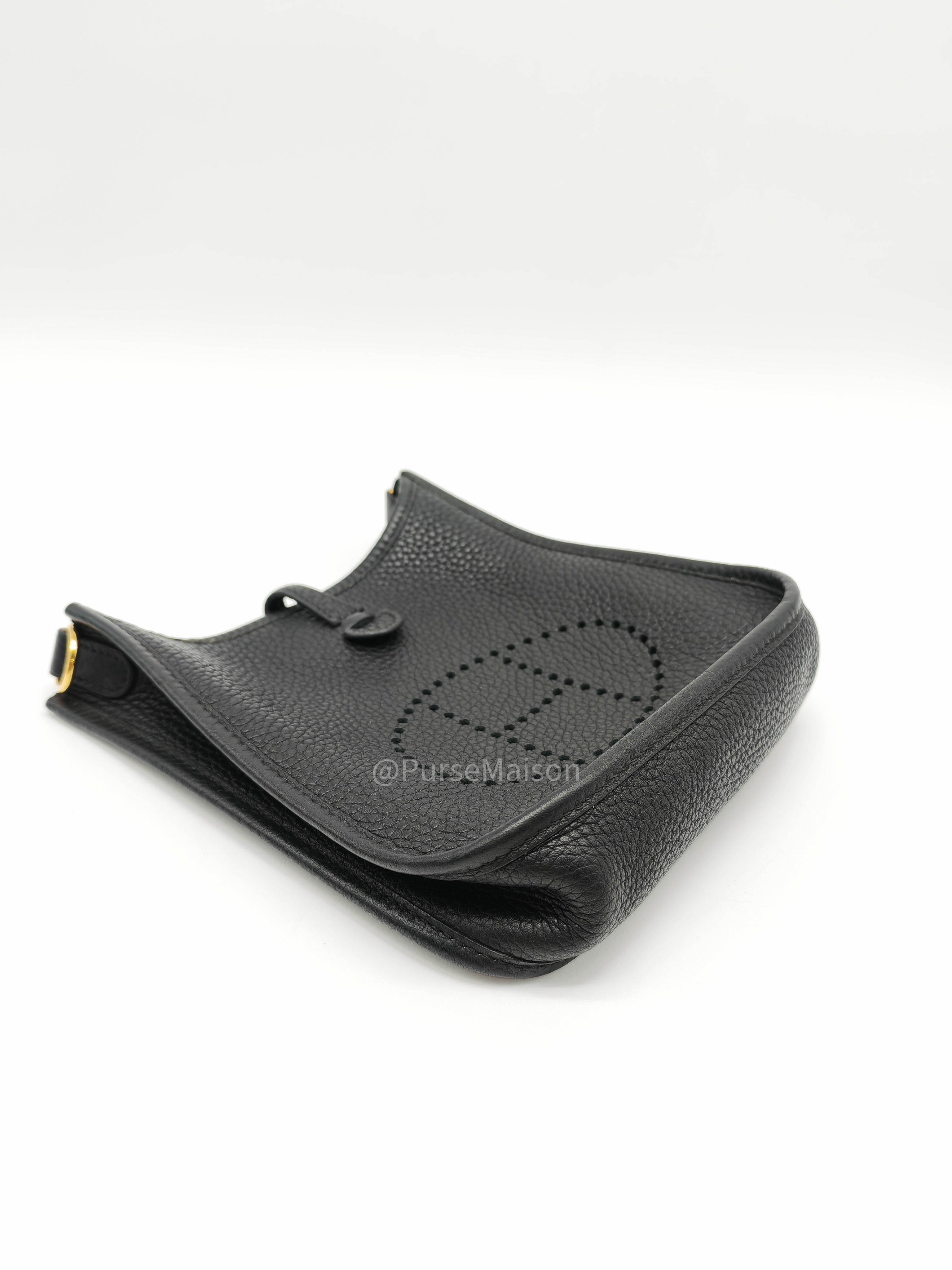 Hermes Evelyne 16 TPM Black in Clemence Leather and Gold Hardware Stamp Y(2020)