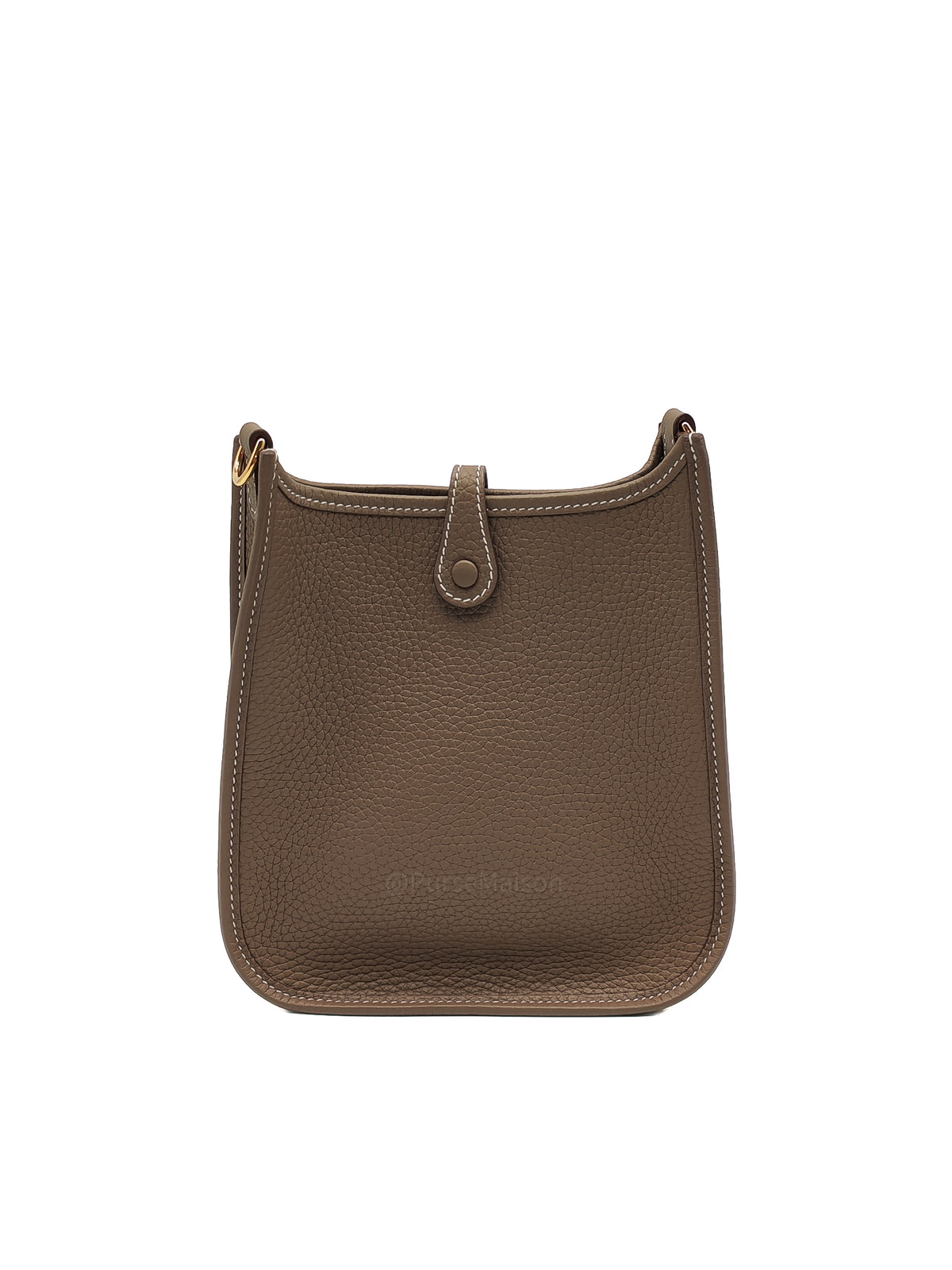 Hermes Mini Evelyne TPM in Etoupe Clemence Leather with Navy Blue Strap Palladium Hardware Stamp K(2025)