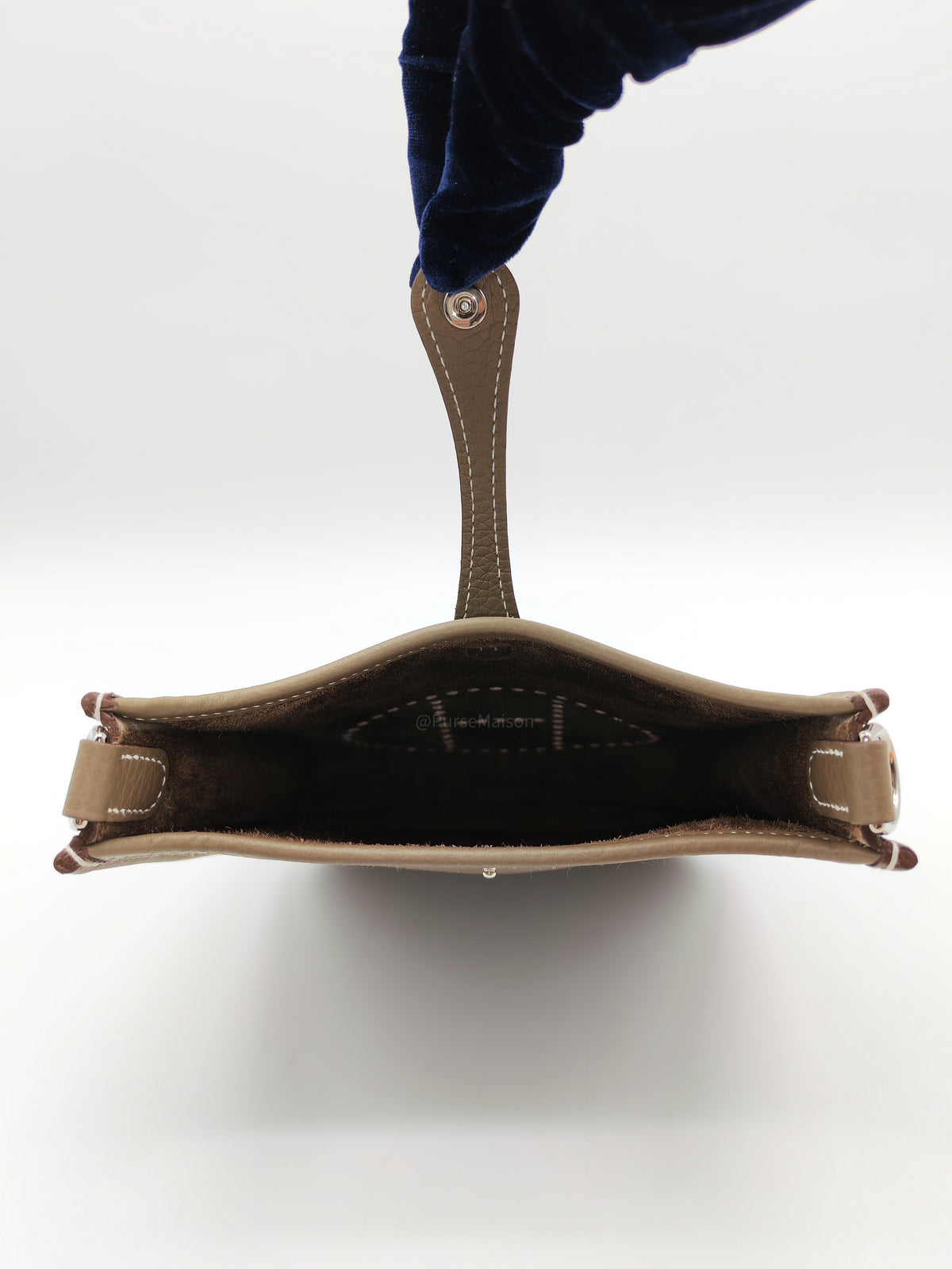 Hermes Evelyne TPM in Etoupe Taurillon Clemence Leather and Palladium Hardware Stamp G (2026)