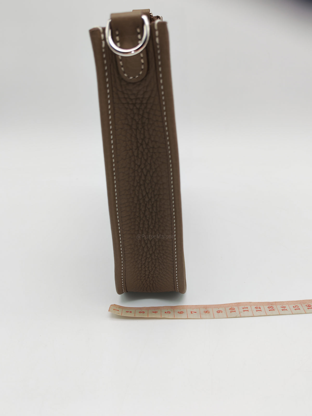 Hermes Evelyne TPM in Etoupe Taurillon Clemence Leather and Palladium Hardware Stamp G (2026)