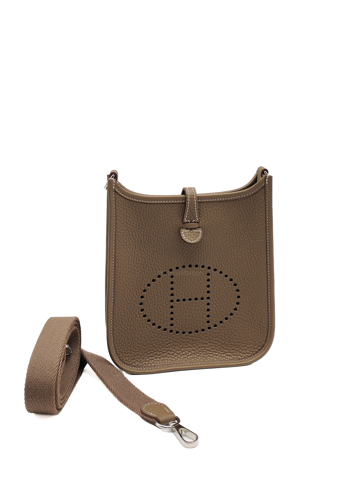 Hermes Evelyne TPM in Etoupe Taurillon Clemence Leather and Palladium Hardware Stamp G (2026)