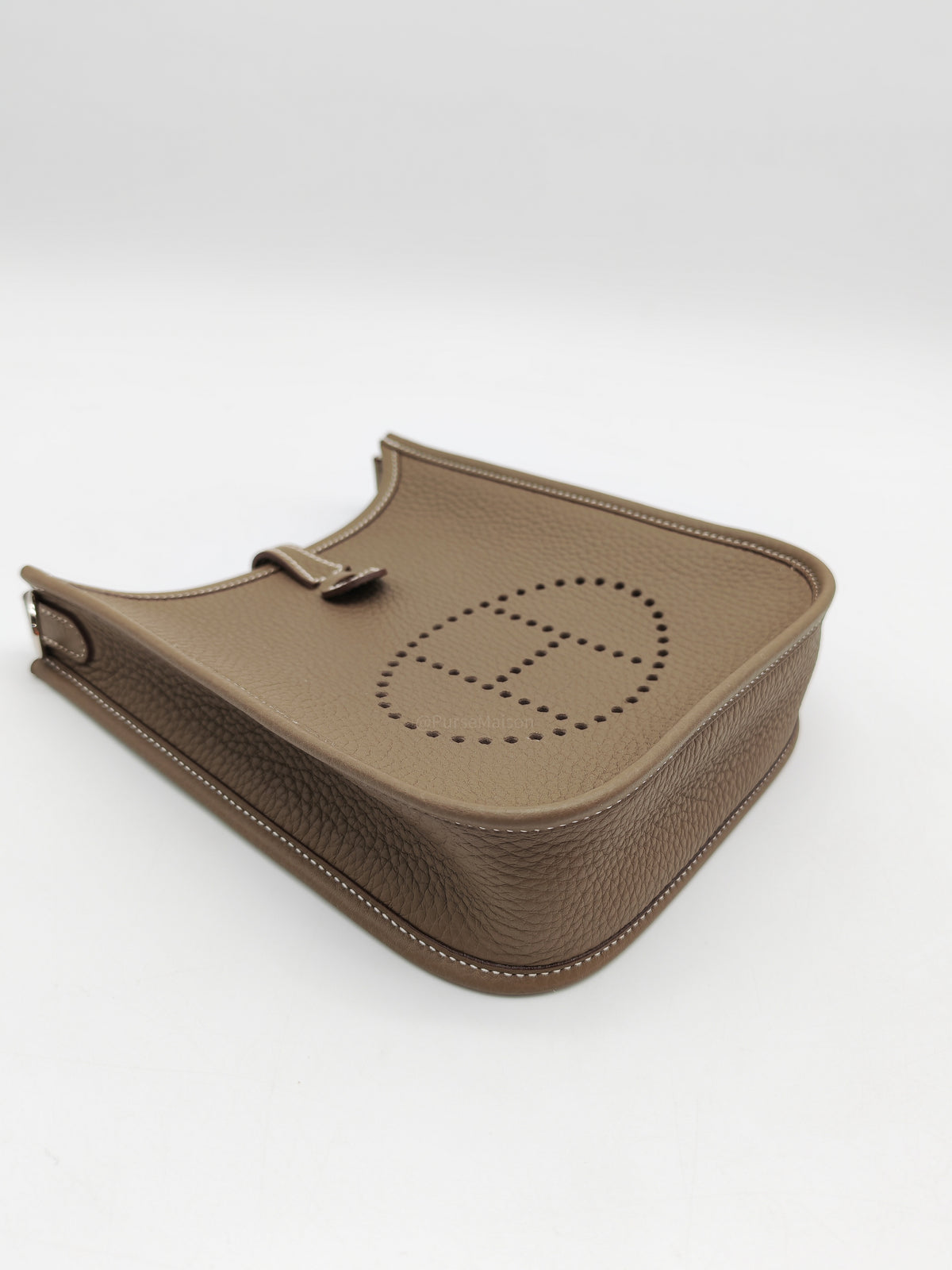 Hermes Evelyne TPM in Etoupe Taurillon Clemence Leather and Palladium Hardware Stamp G (2026)