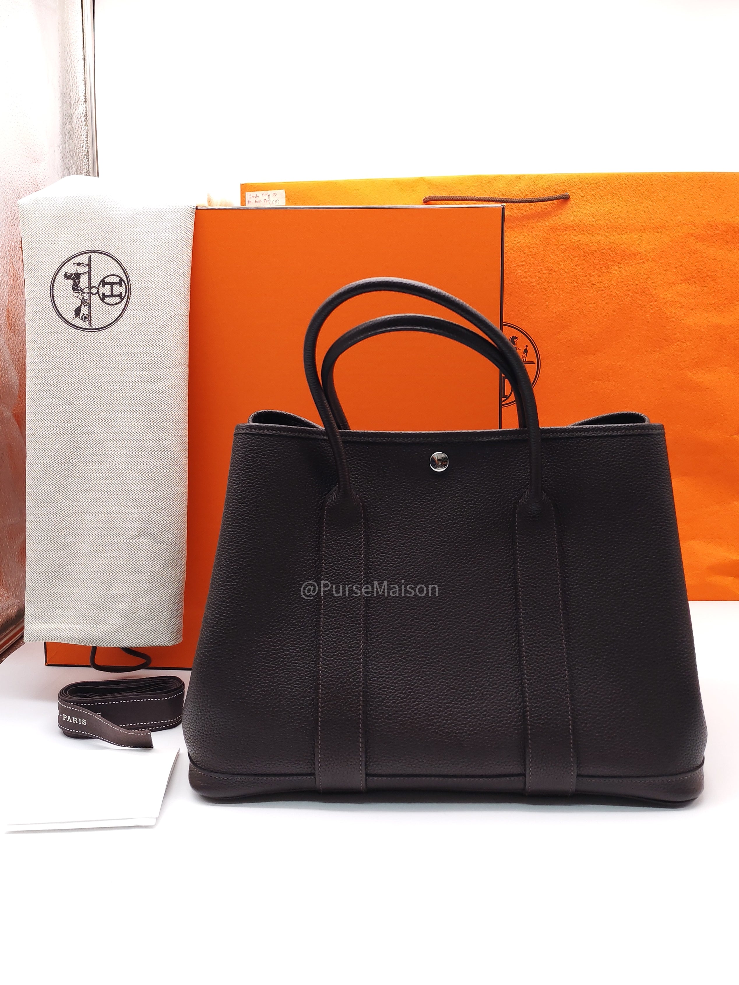 Hermes Garden Party Tote Bag (GPT) 36 in Nicotine Cocaon Leather Palladium Hardware Stamp G(2026)