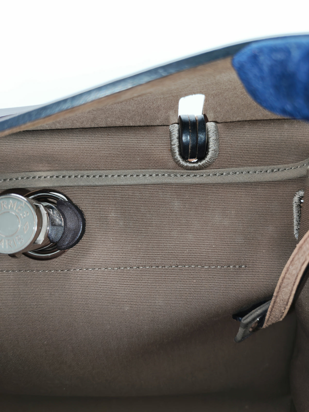 Hermes Herbag Zip 31 in Ebene Leather & Etoupe Canvas Palladium Hardware Stamp T(2015) | Purse Maison Luxury Bags Shop