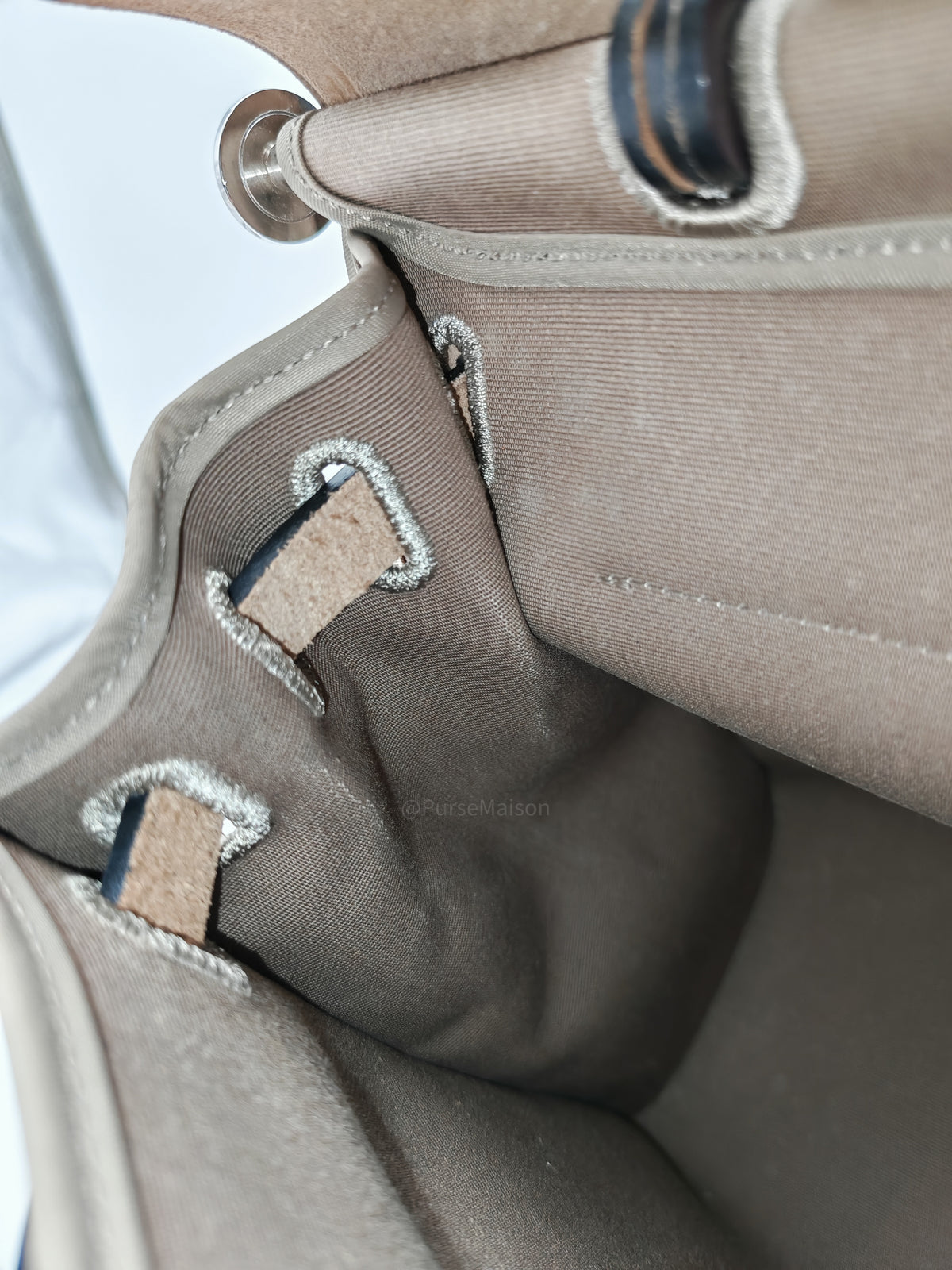 Hermes Herbag Zip 31 in Ebene Leather & Etoupe Canvas Palladium Hardware Stamp T(2015) | Purse Maison Luxury Bags Shop