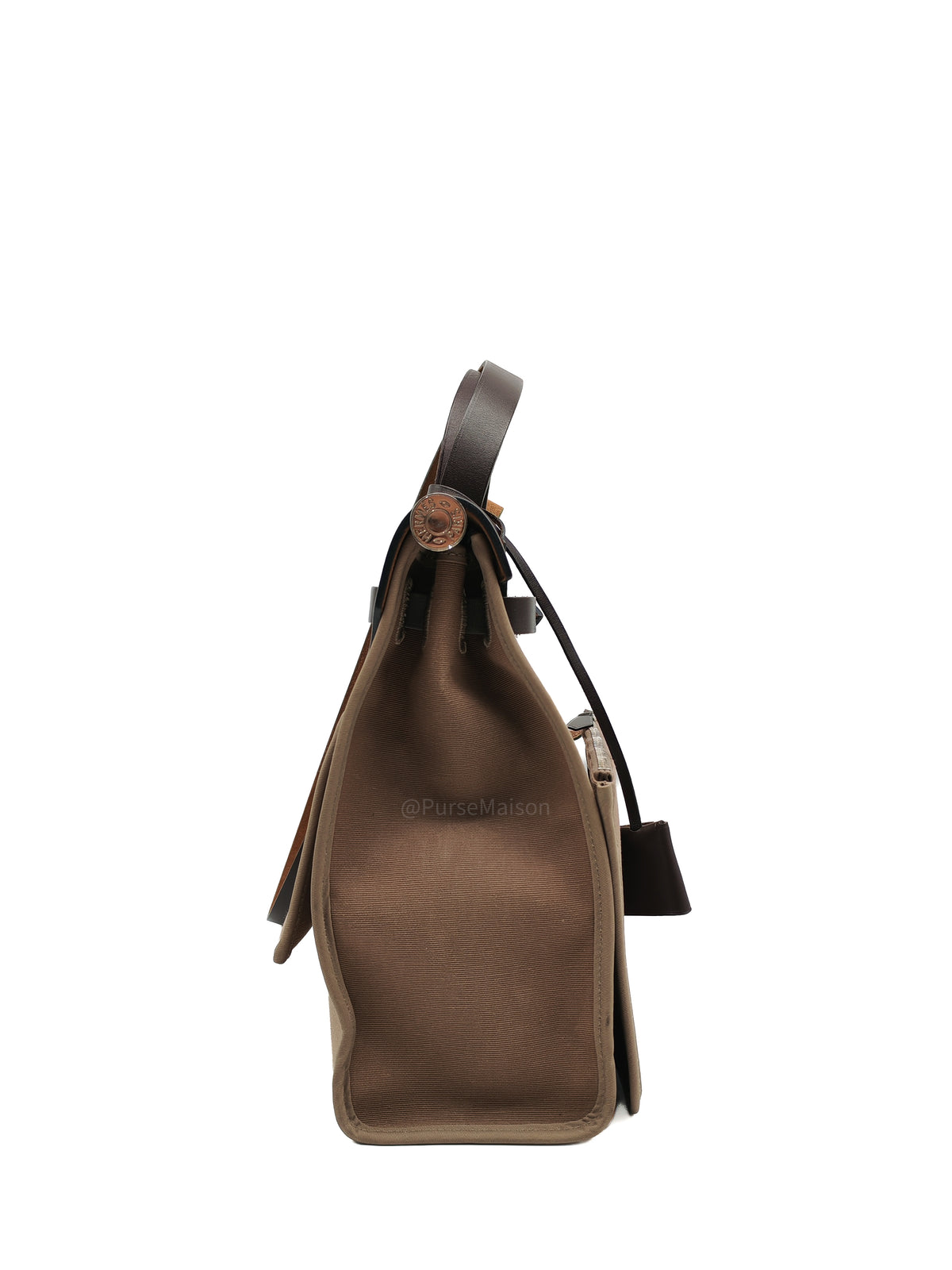Hermes Herbag Zip 31 in Ebene Leather & Etoupe Canvas Palladium Hardware Stamp T(2015) | Purse Maison Luxury Bags Shop