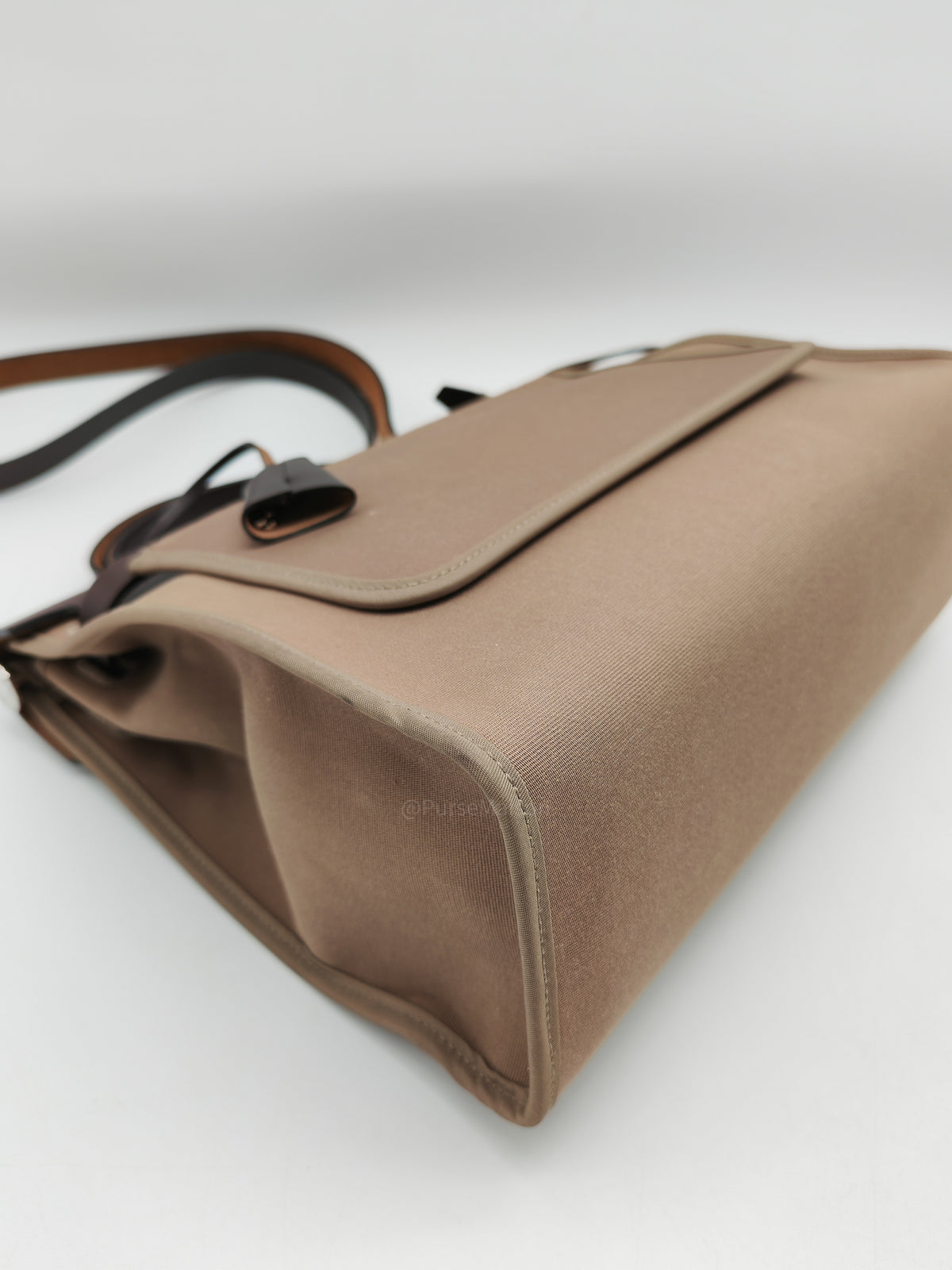 Hermes Herbag Zip 31 in Ebene Leather & Etoupe Canvas Palladium Hardware Stamp T(2015) | Purse Maison Luxury Bags Shop