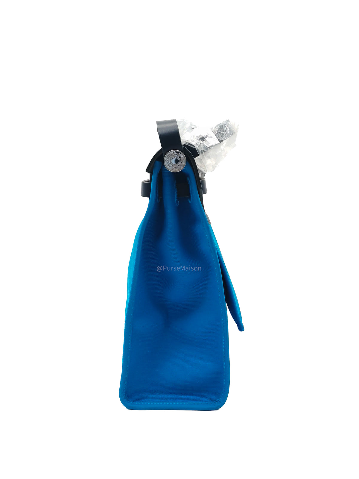 Hermes Herbag Zip 31 in Bleu Indigo Vache Hunter and Bleu Zanzibar Toile Canvas Palladium Hardware Stamp A (2017) | Purse Maison Luxury Bags Shop