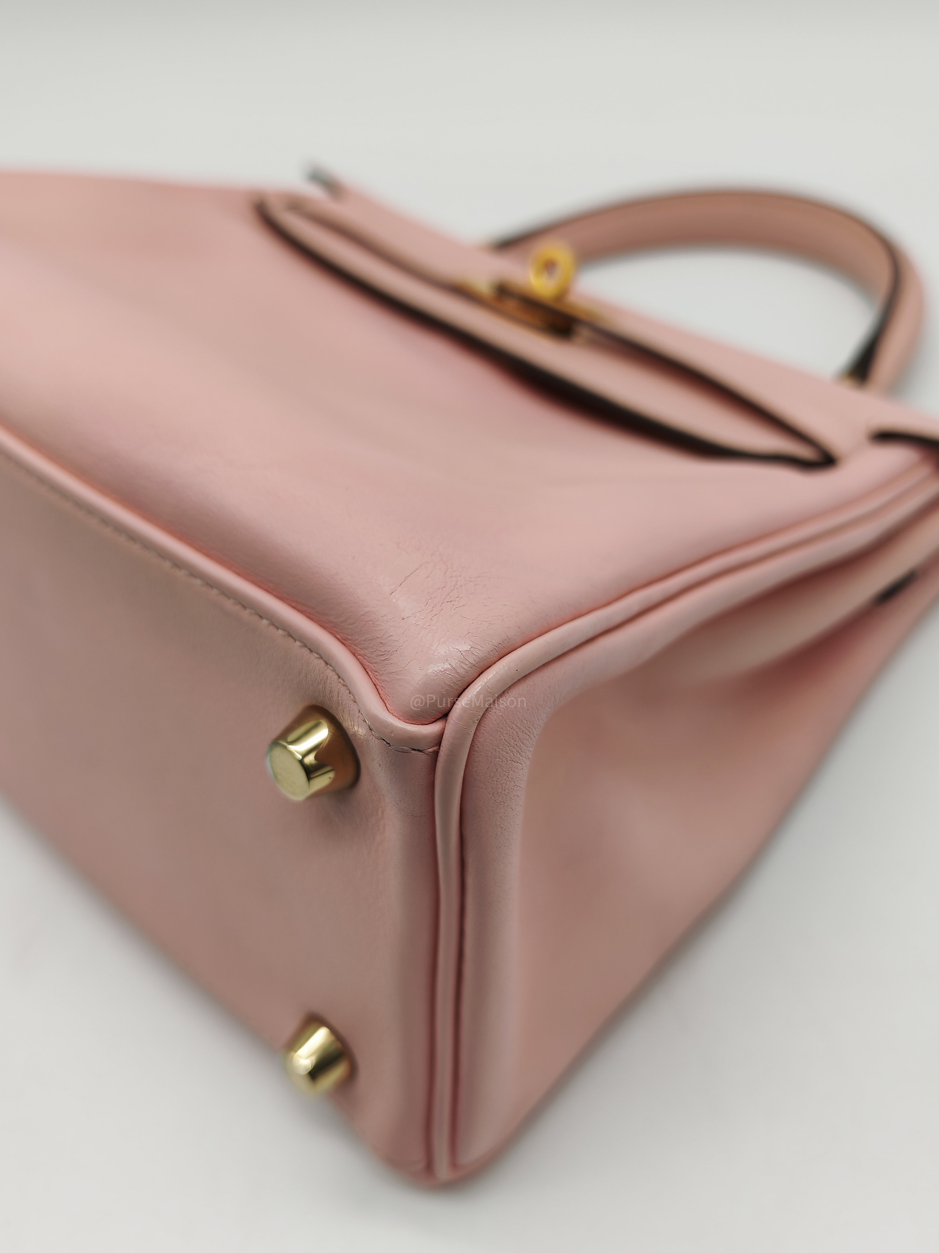 Hermes Kelly 25 Retourne in Rose Sakura Swift Leather and Gold Hardware Stamp T (2015)