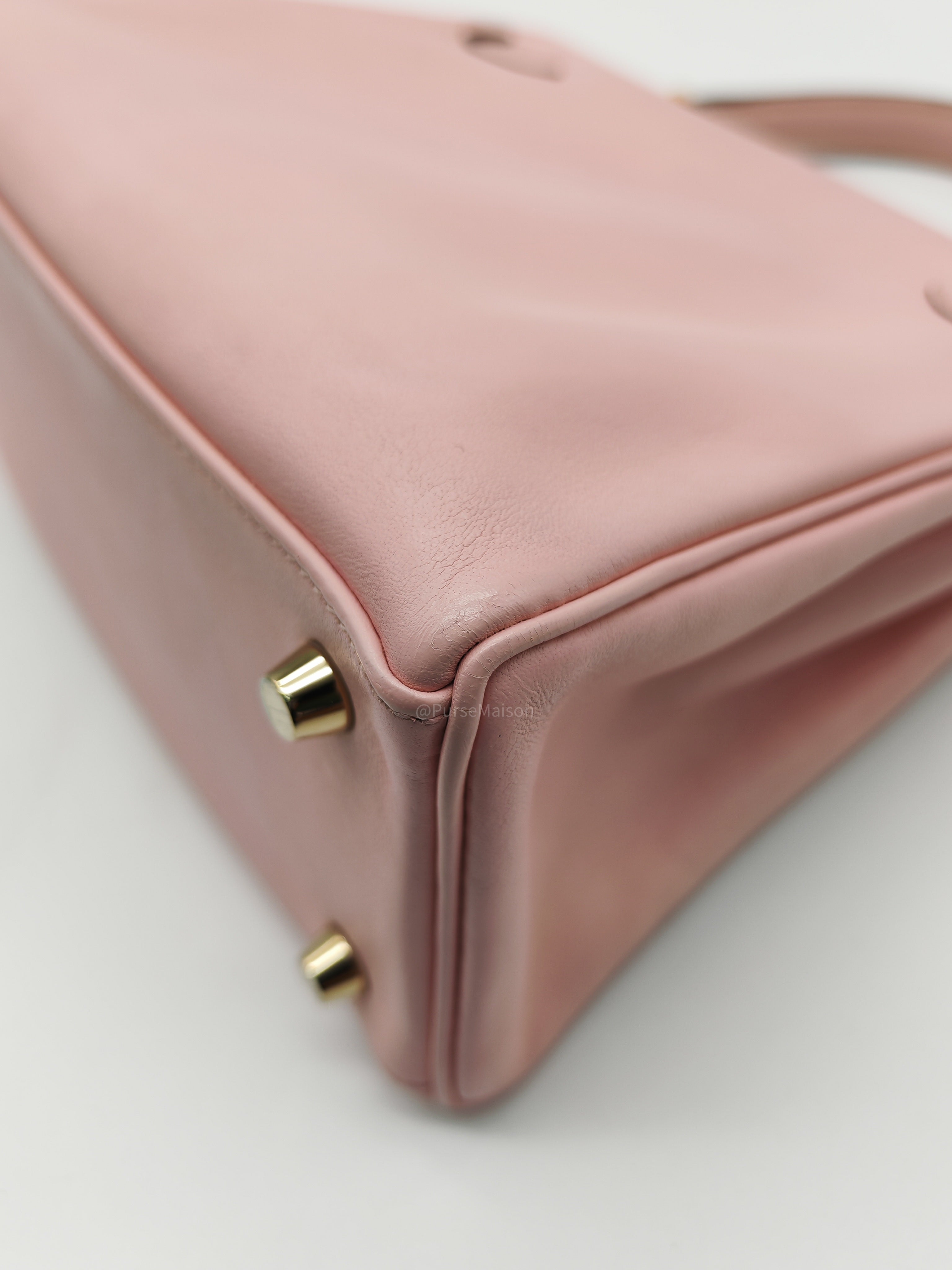 Hermes Kelly 25 Retourne in Rose Sakura Swift Leather and Gold Hardware Stamp T (2015)