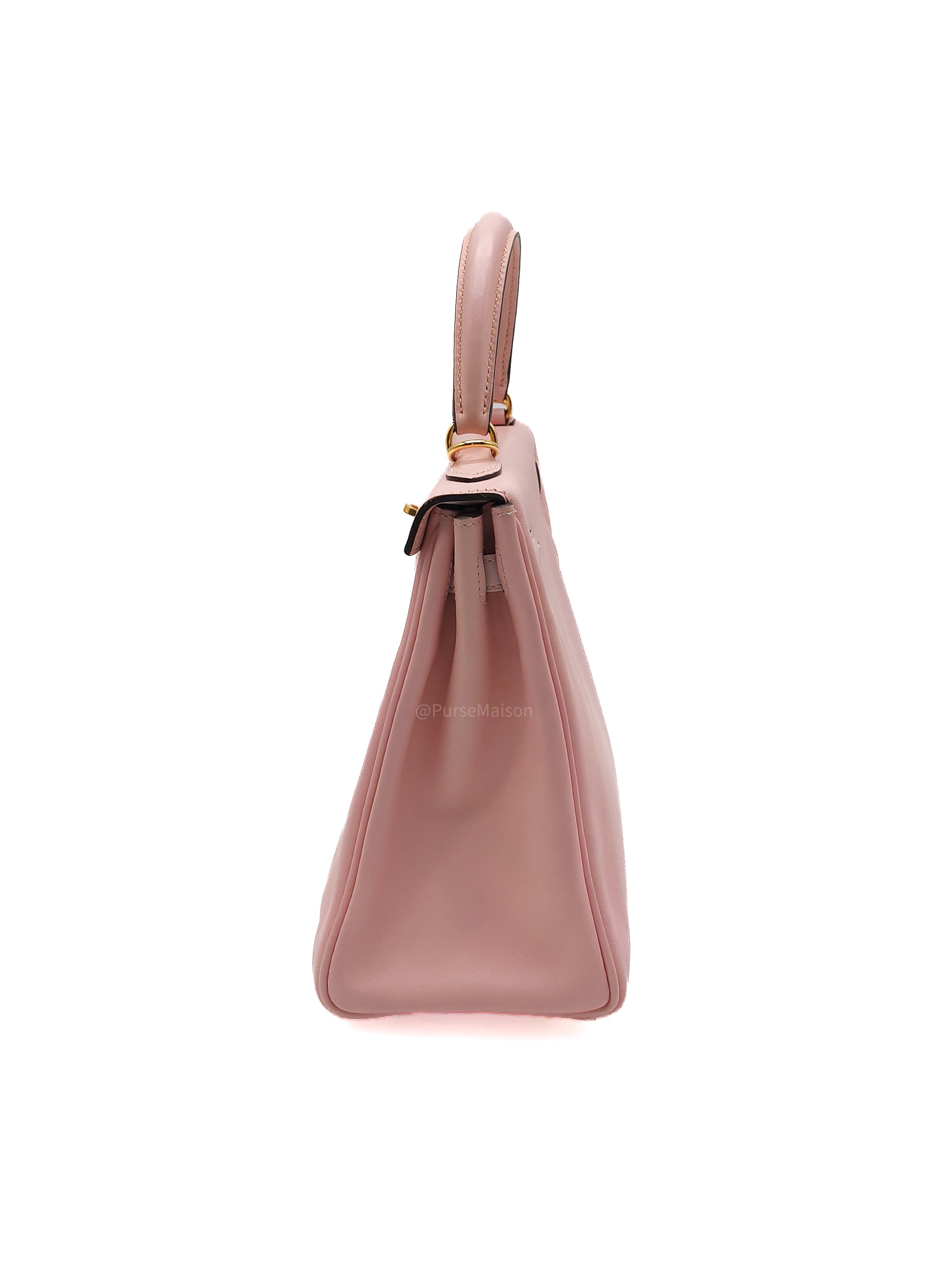 Hermes Kelly 25 Retourne in Rose Sakura Swift Leather and Gold Hardware Stamp T (2015)