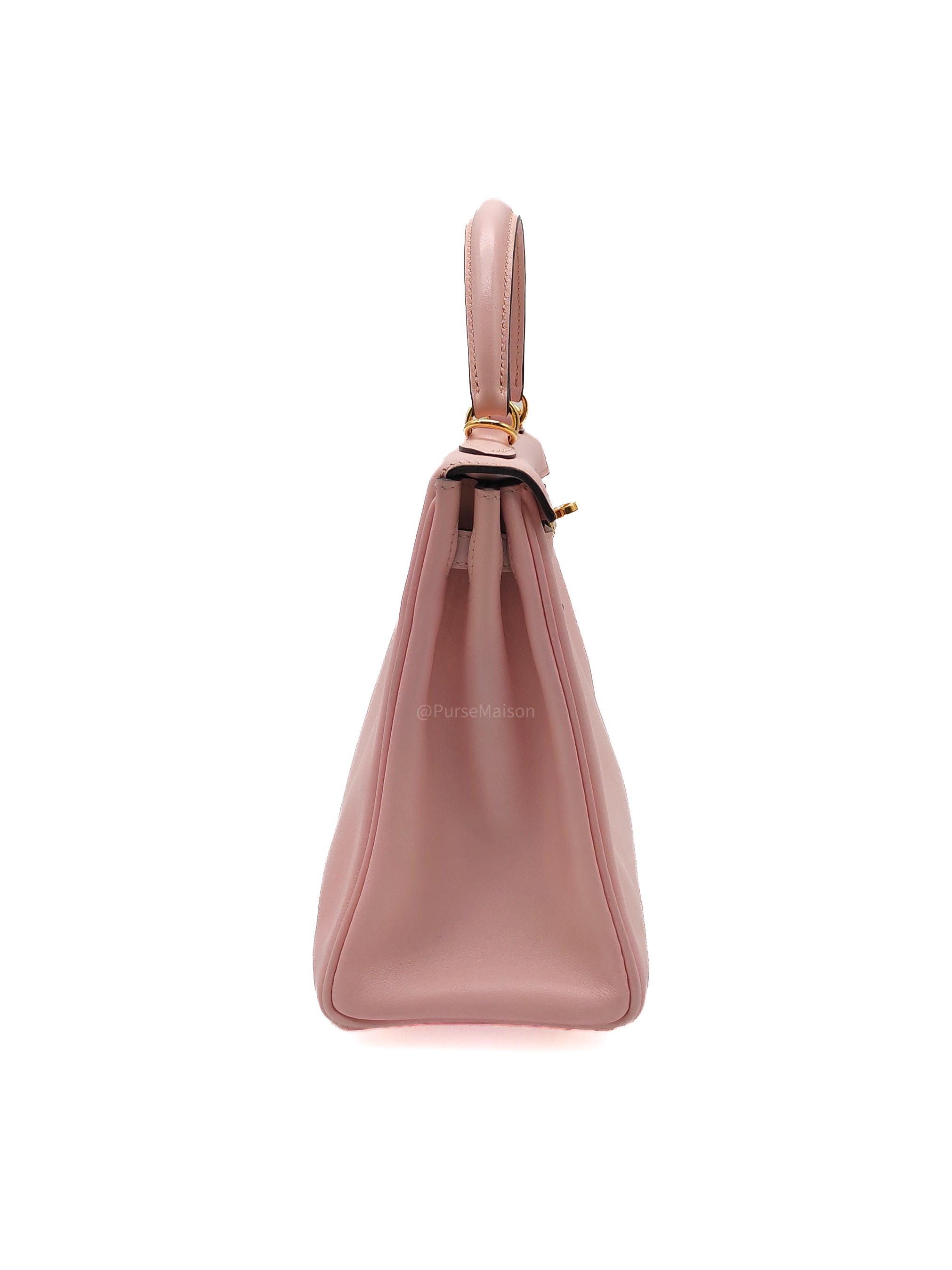 Hermes Kelly 25 Retourne in Rose Sakura Swift Leather and Gold Hardware Stamp T (2015)