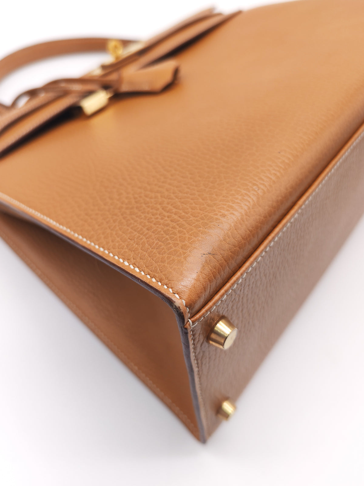 Hermes Kelly 35 in Gold Ardennes Leather Gold Hardware Stamp X Circle (1994)