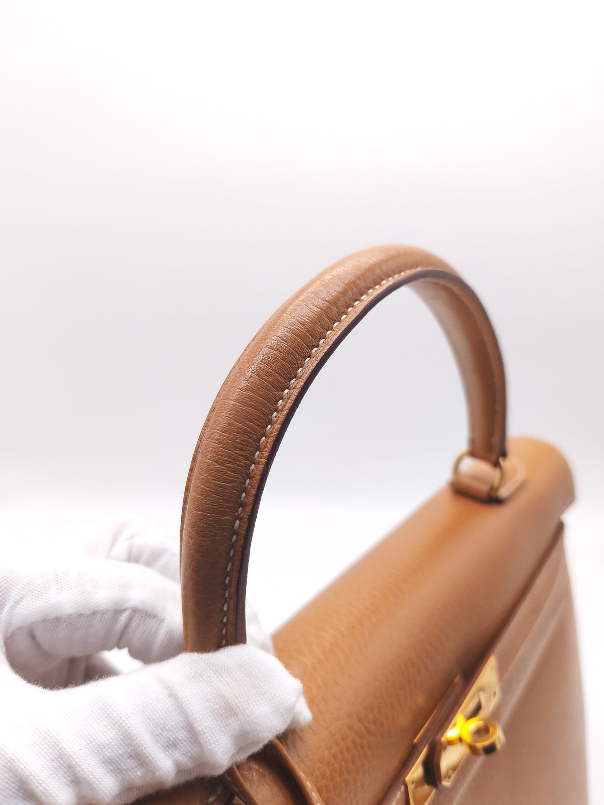 Hermes Kelly 35 in Gold Ardennes Leather Gold Hardware Stamp X Circle (1994)