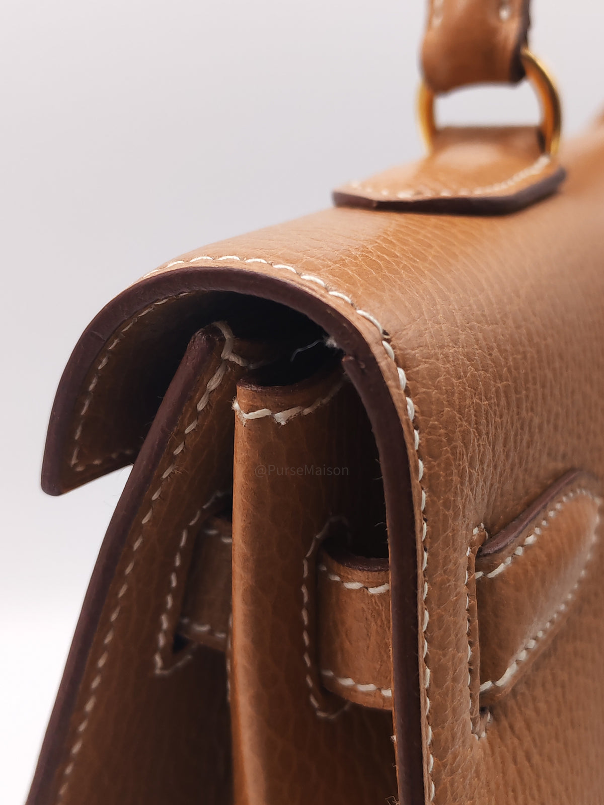 Hermes Kelly 35 in Gold Ardennes Leather Gold Hardware Stamp X Circle (1994)