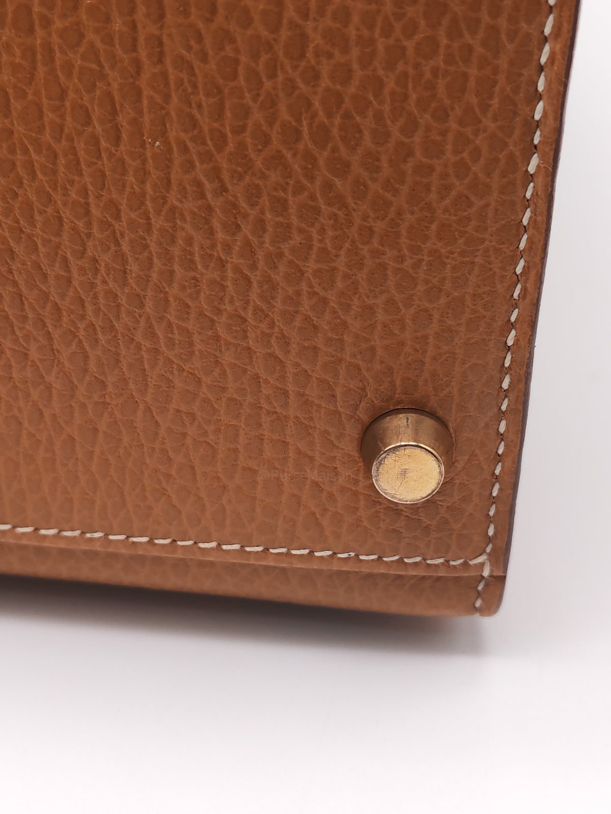 Hermes Kelly 35 in Gold Ardennes Leather Gold Hardware Stamp X Circle (1994)