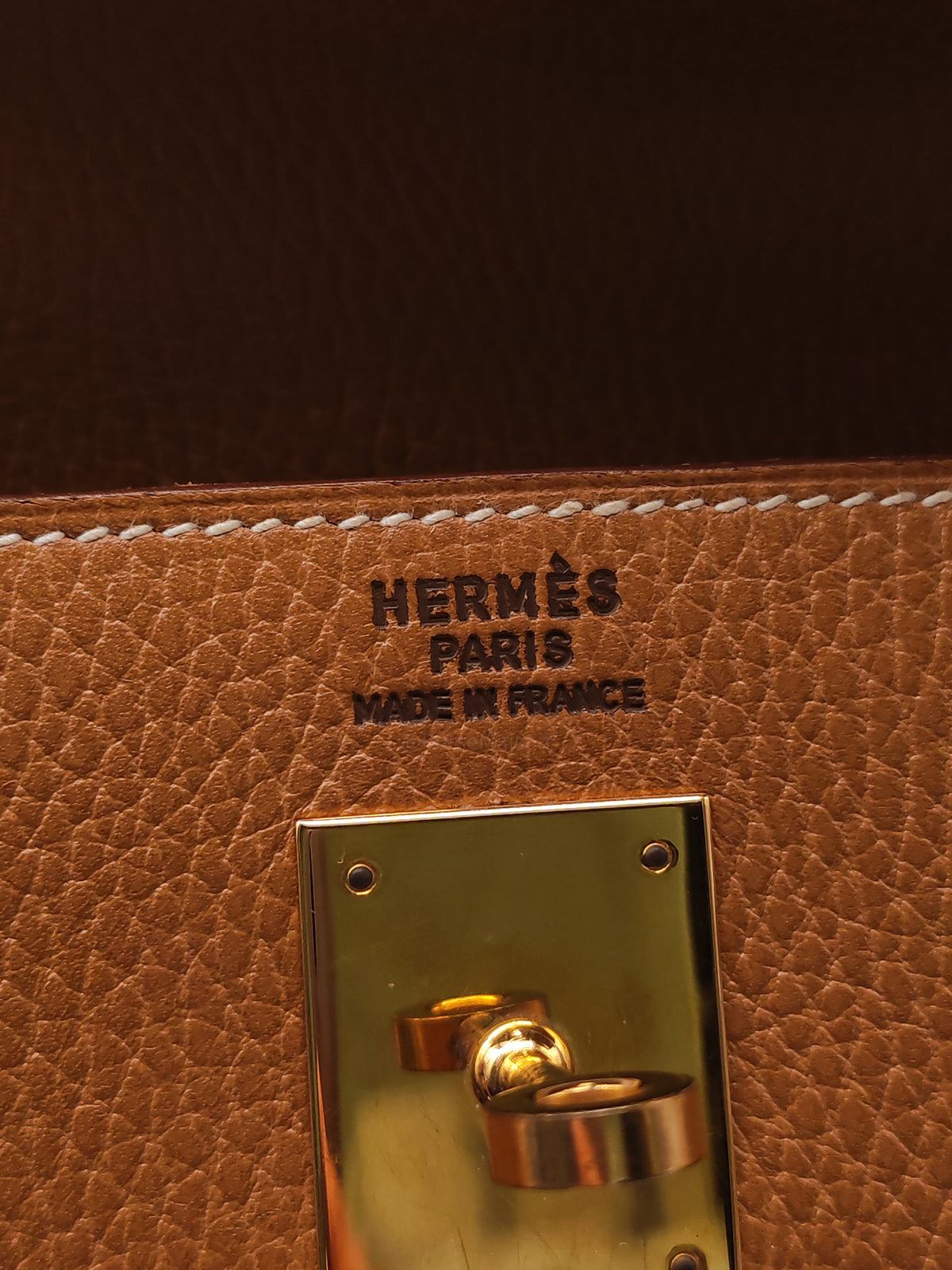 Hermes Kelly 35 in Gold Ardennes Leather Gold Hardware Stamp X Circle (1994)