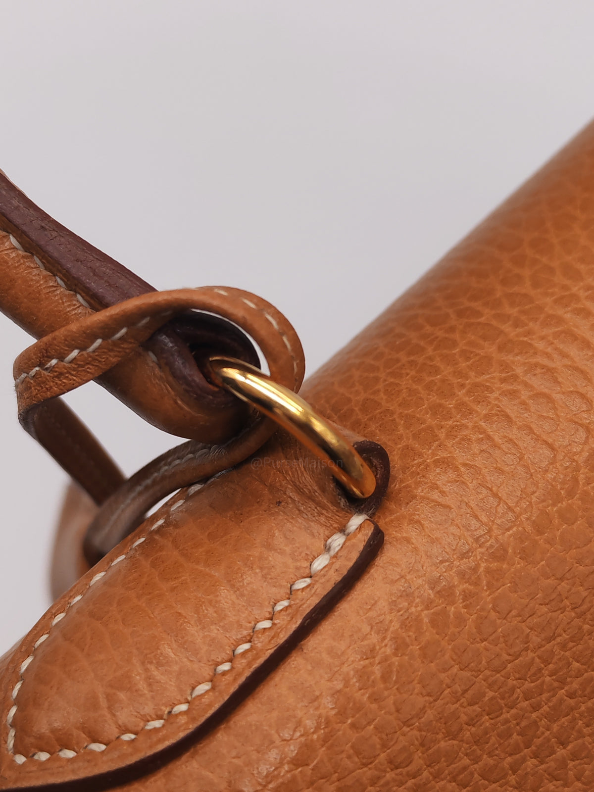 Hermes Kelly 35 in Gold Ardennes Leather Gold Hardware Stamp X Circle (1994)