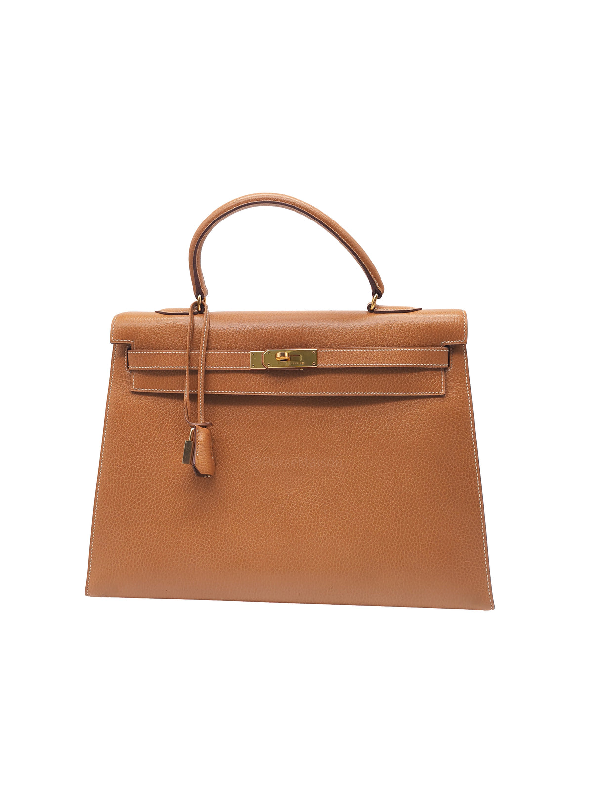 Hermes Kelly 35 in Gold Ardennes Leather Gold Hardware Stamp X Circle (1994)