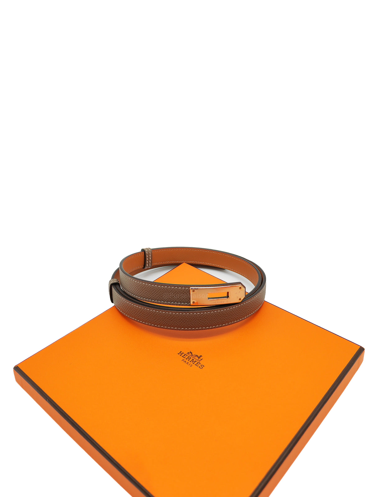 Hermes Kelly Belt Etoupe Epsom Leather Rose Gold Hardware Stamp B (2023)