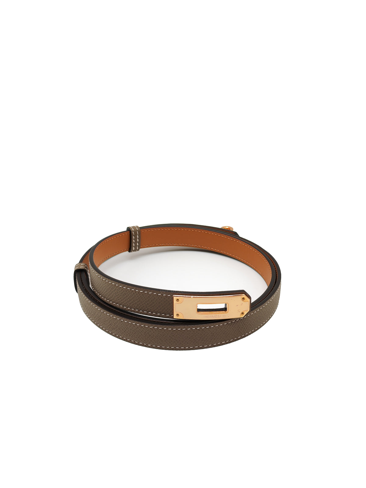 Hermes Kelly Belt Etoupe Epsom Leather Rose Gold Hardware Stamp B (2023)
