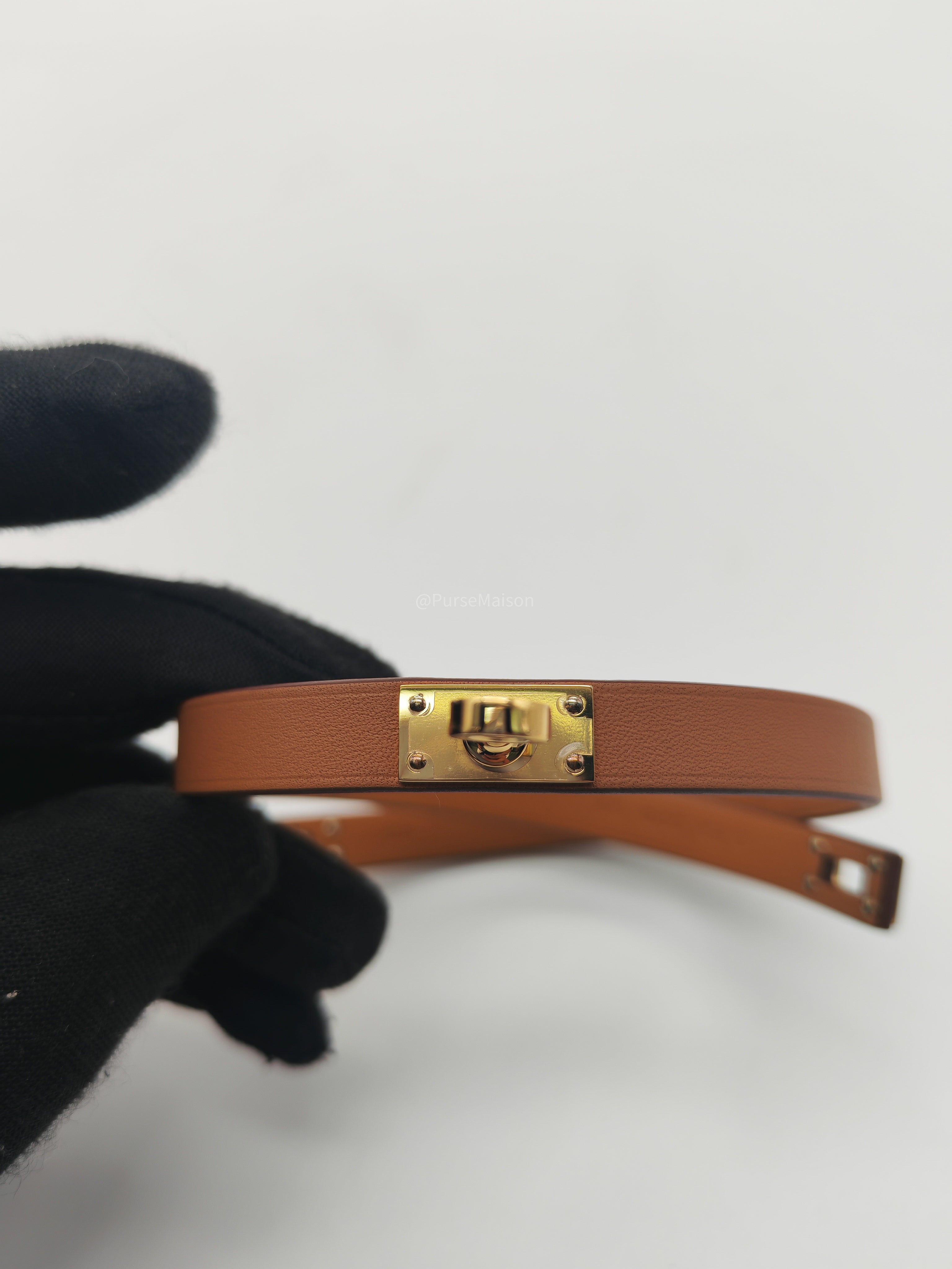 Hermes Kelly Double Tour Bracelet in Gold Swift Leather Gold Hardware Stamp K(2025)
