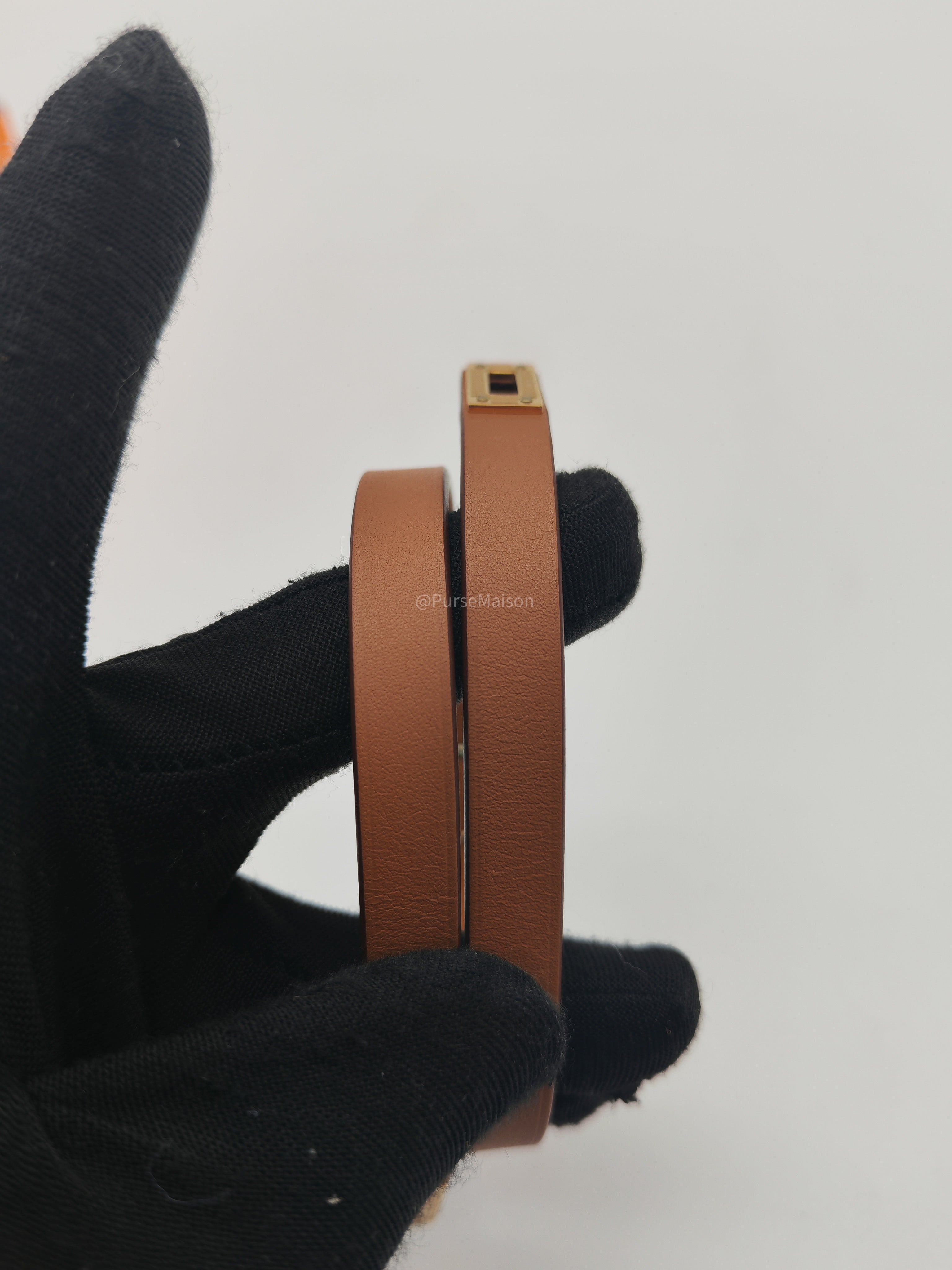 Hermes Kelly Double Tour Bracelet in Gold Swift Leather Gold Hardware Stamp K(2025)