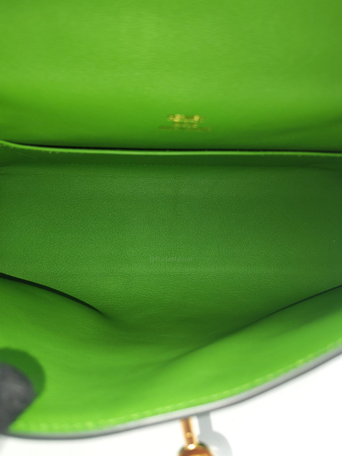 Hermes Kelly Pochette in Vert Yucca Swift Leather Gold Hardware Stamp B (2023)