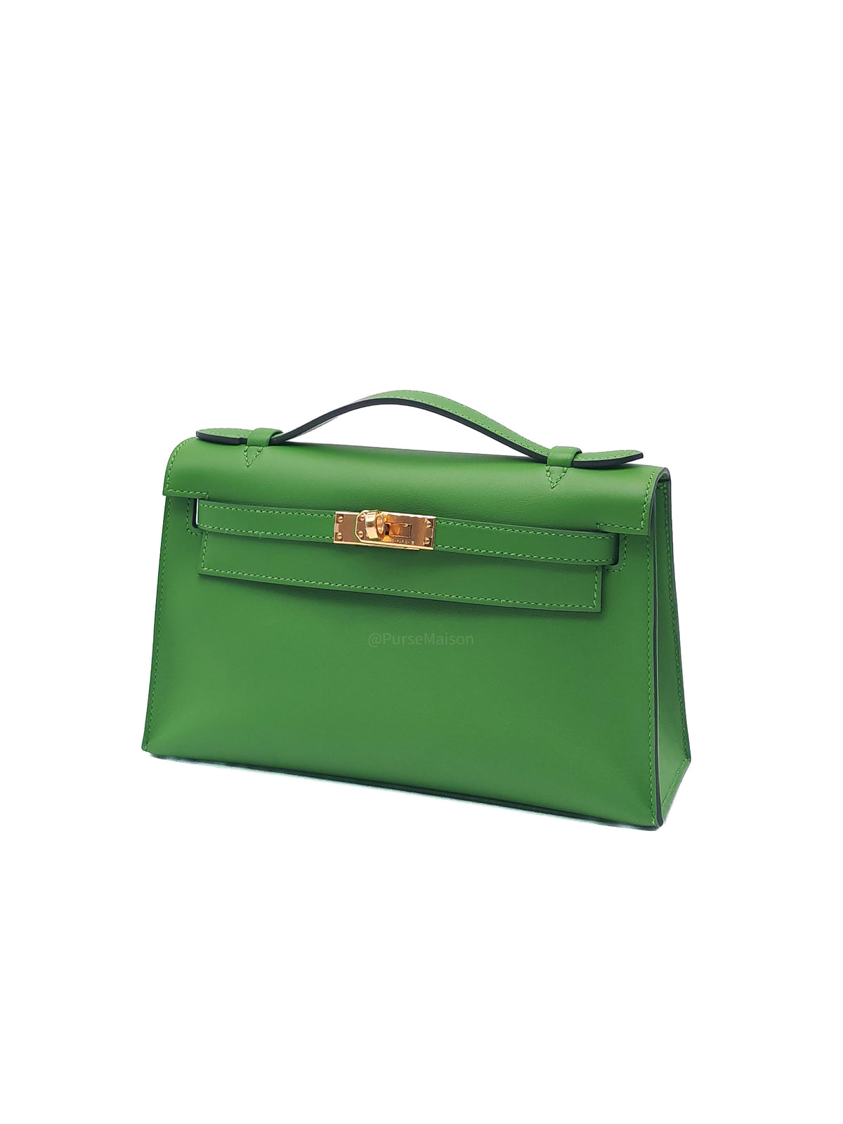 Hermes Kelly Pochette in Vert Yucca Swift Leather Gold Hardware Stamp B (2023)