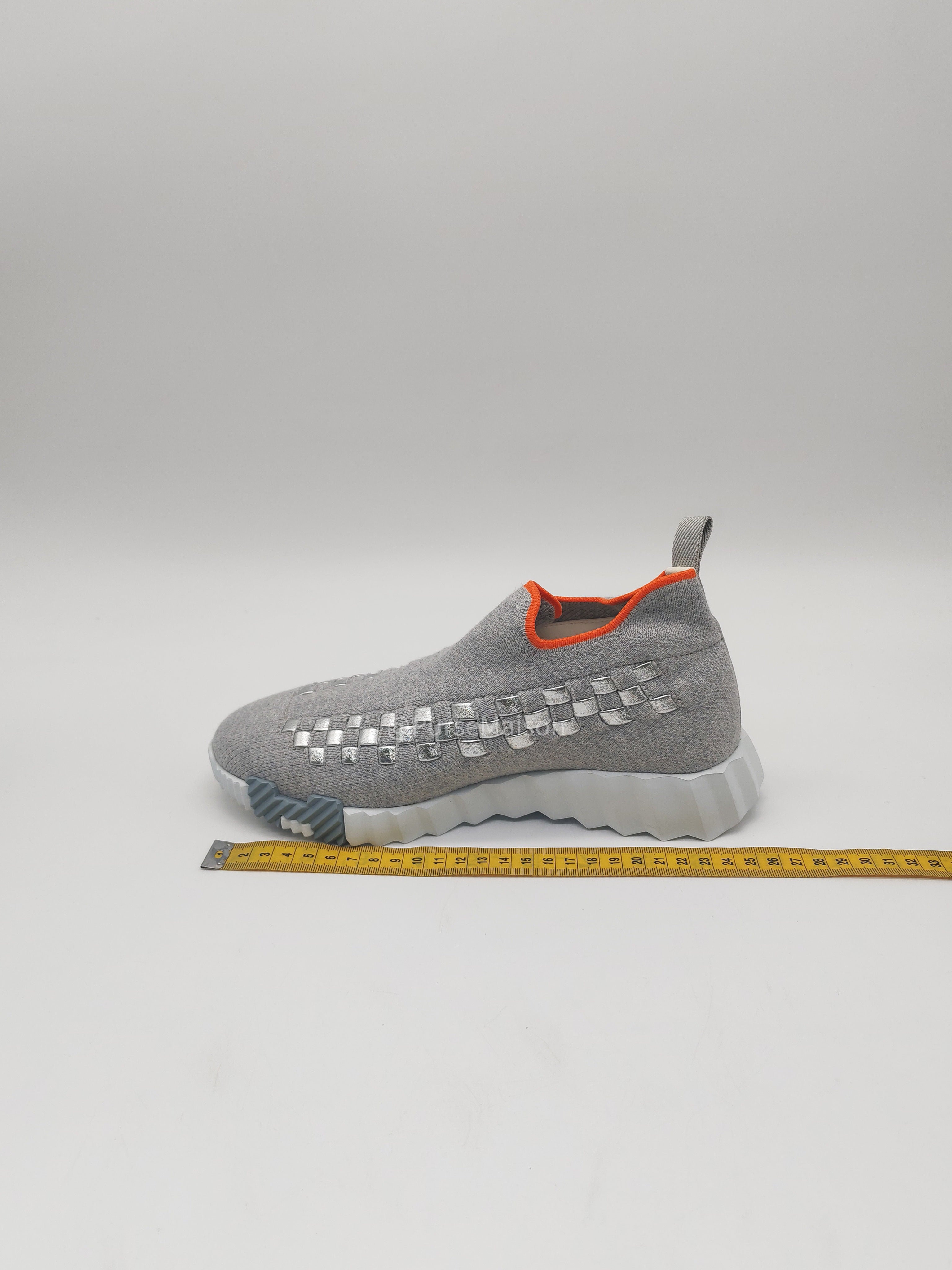 Hermès Flex Slip-On Sneakers in Gris Silex Fabric Low Top Size 37.5 EU (23.7 cm)