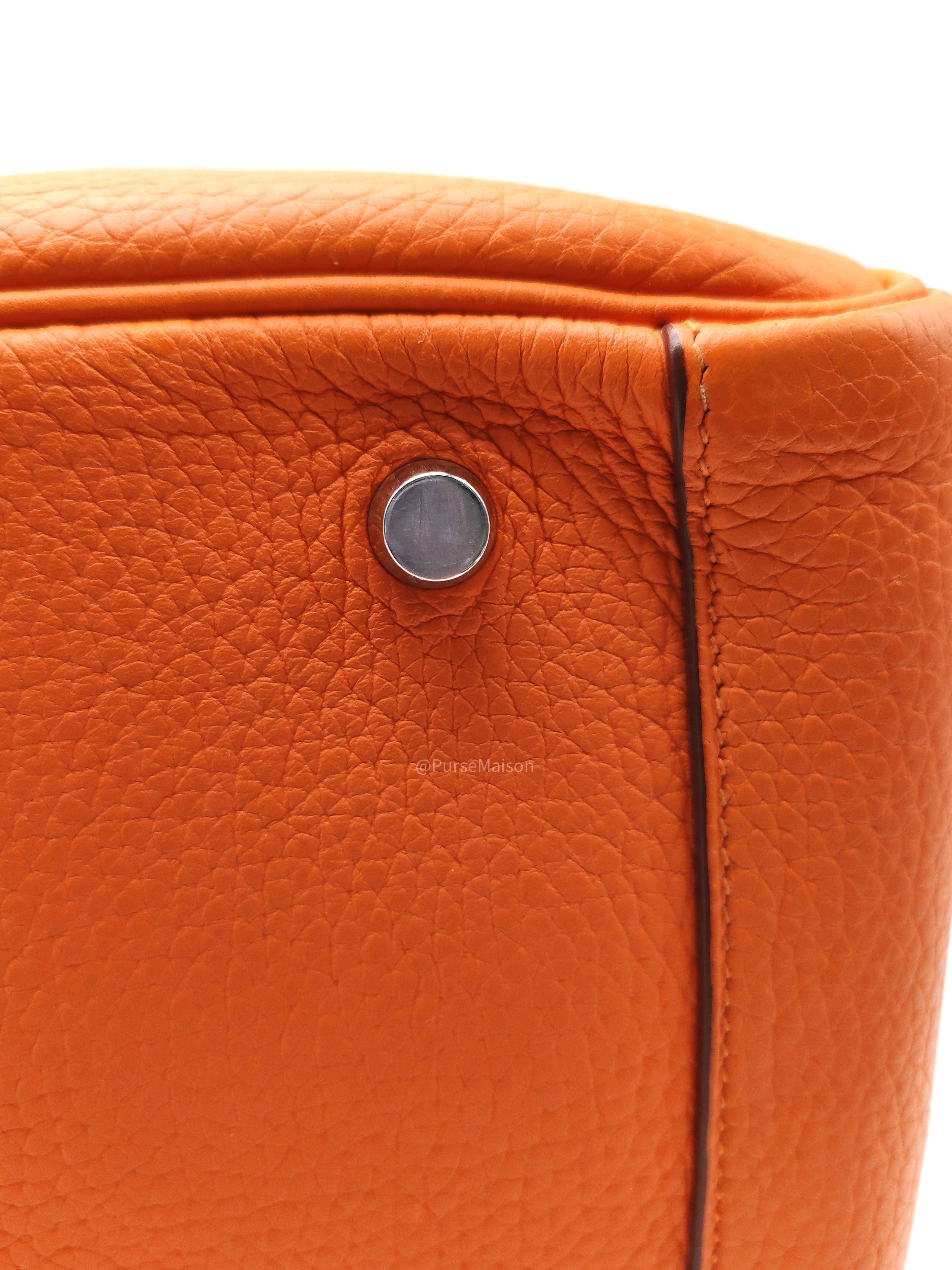 Hermes Lindy 30 in Orange Clemence Leather Palladium Hardware Stamp O Square(2011)