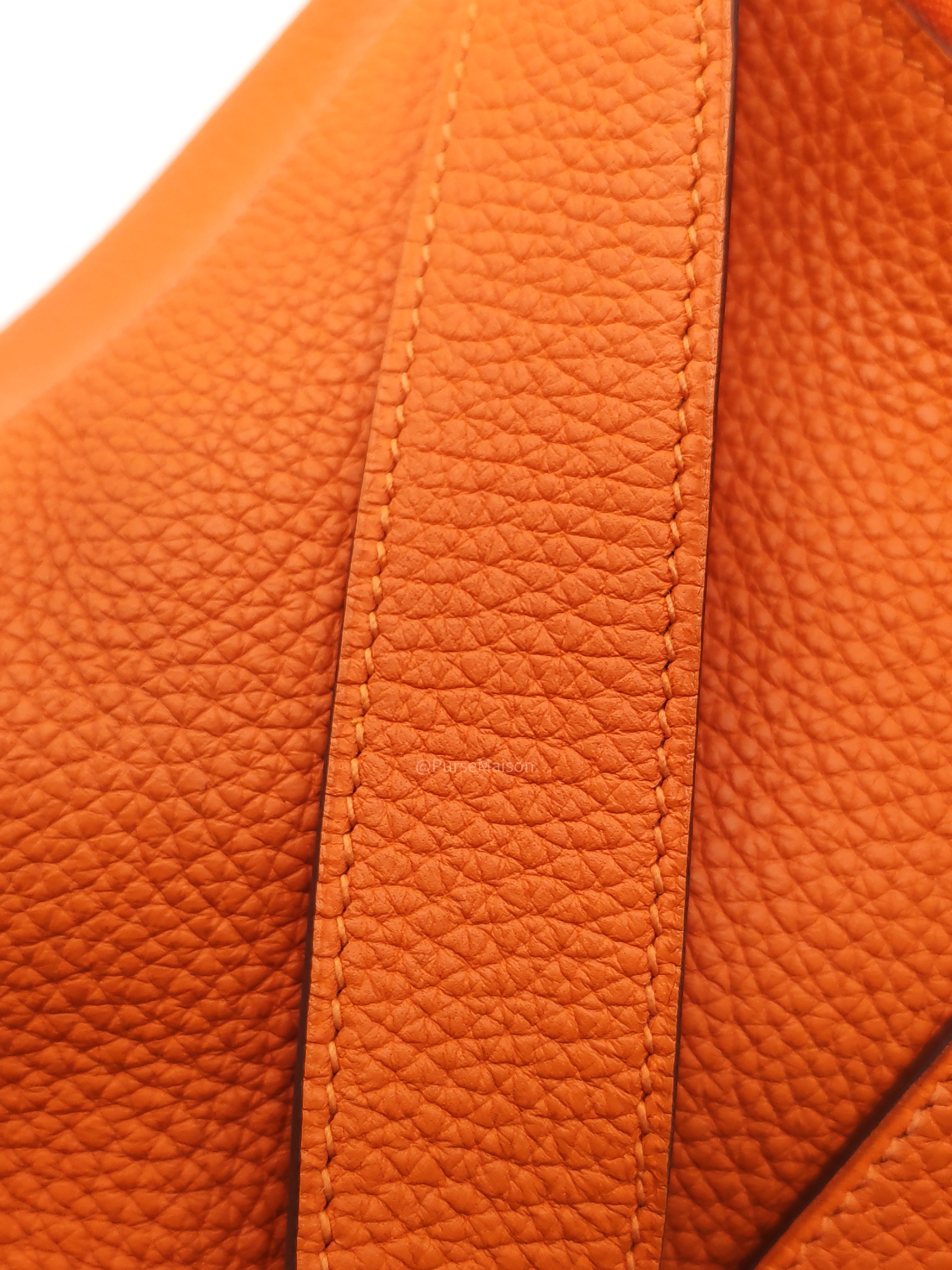 Hermes Lindy 30 in Orange Clemence Leather Palladium Hardware Stamp O Square(2011)